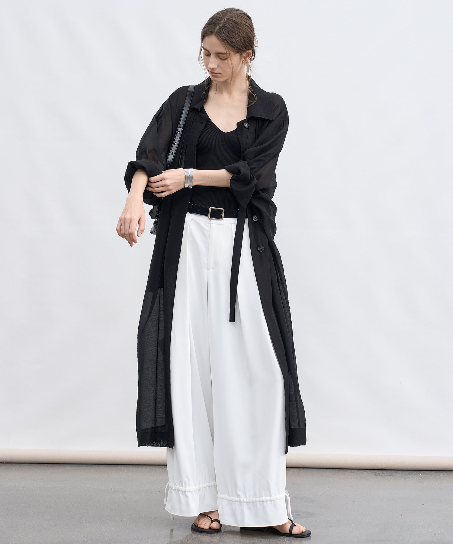 Silk Blend Sheer Long Coat