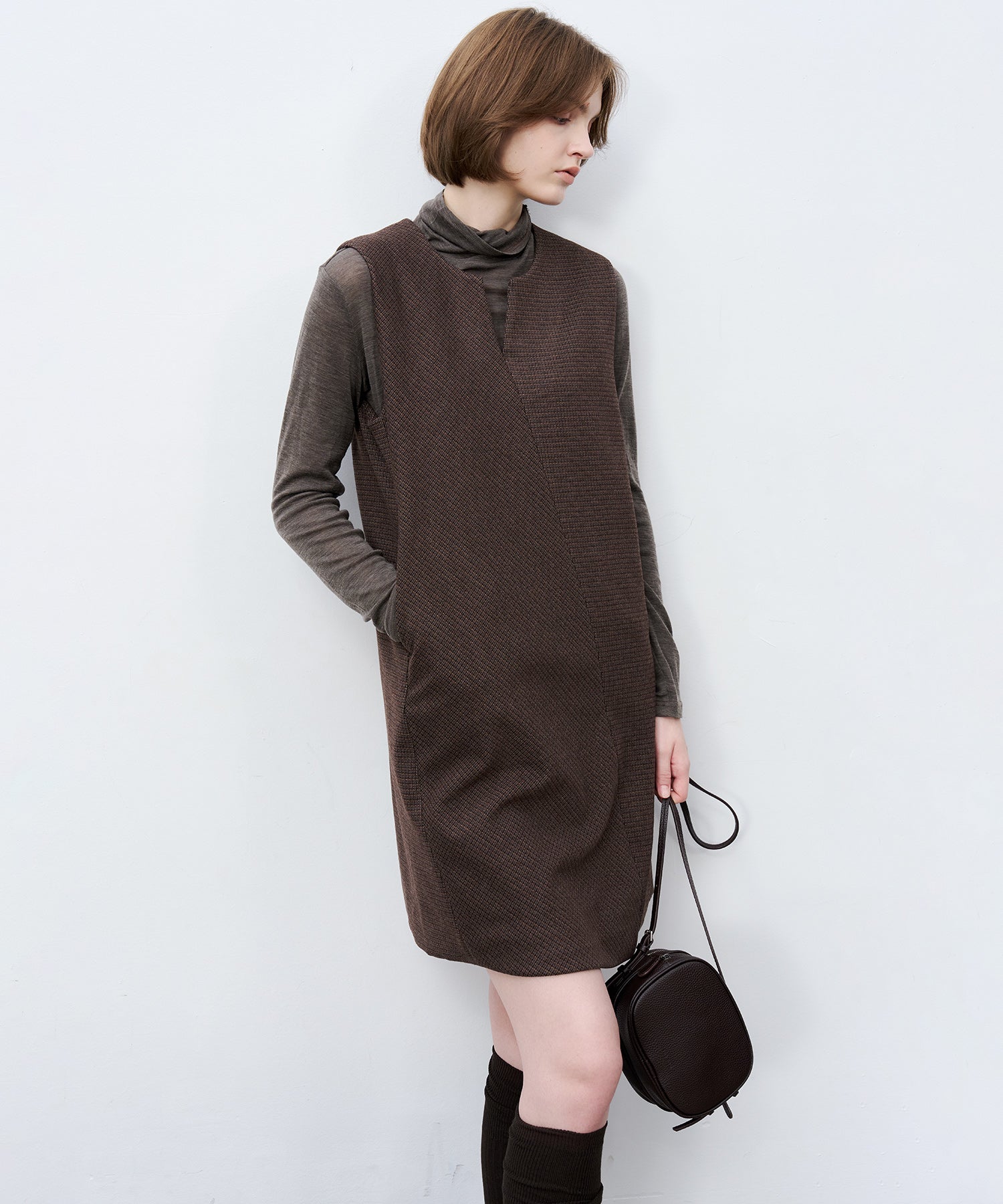 Jacquard Check Straight Jumper Dress