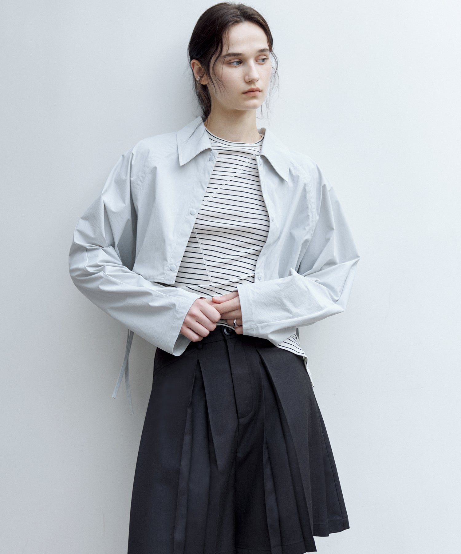 Asymmetric Hem Fitted T-Shirt in Lyocell Blend