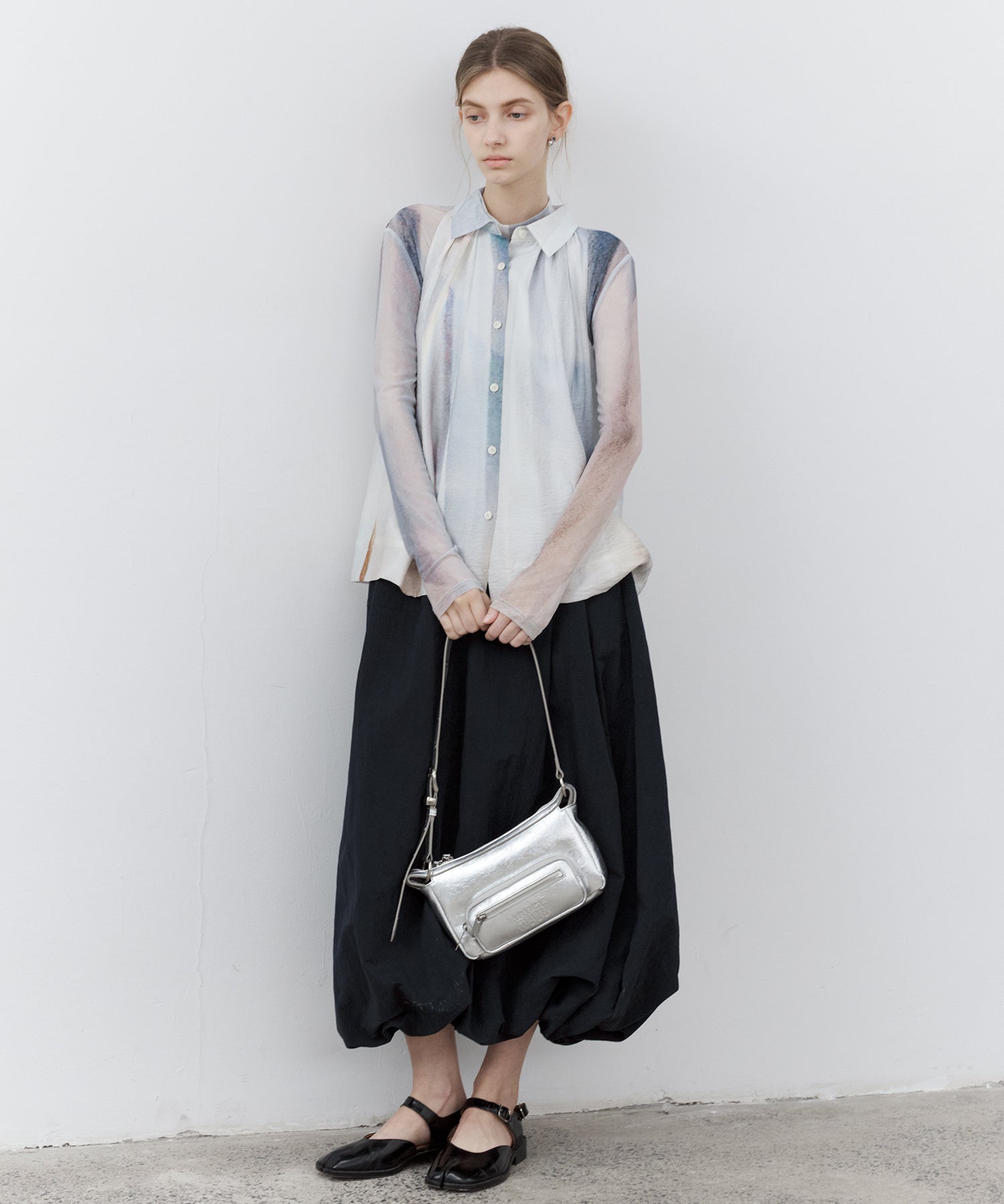 Structured Balloon Silhouette Long Skirt