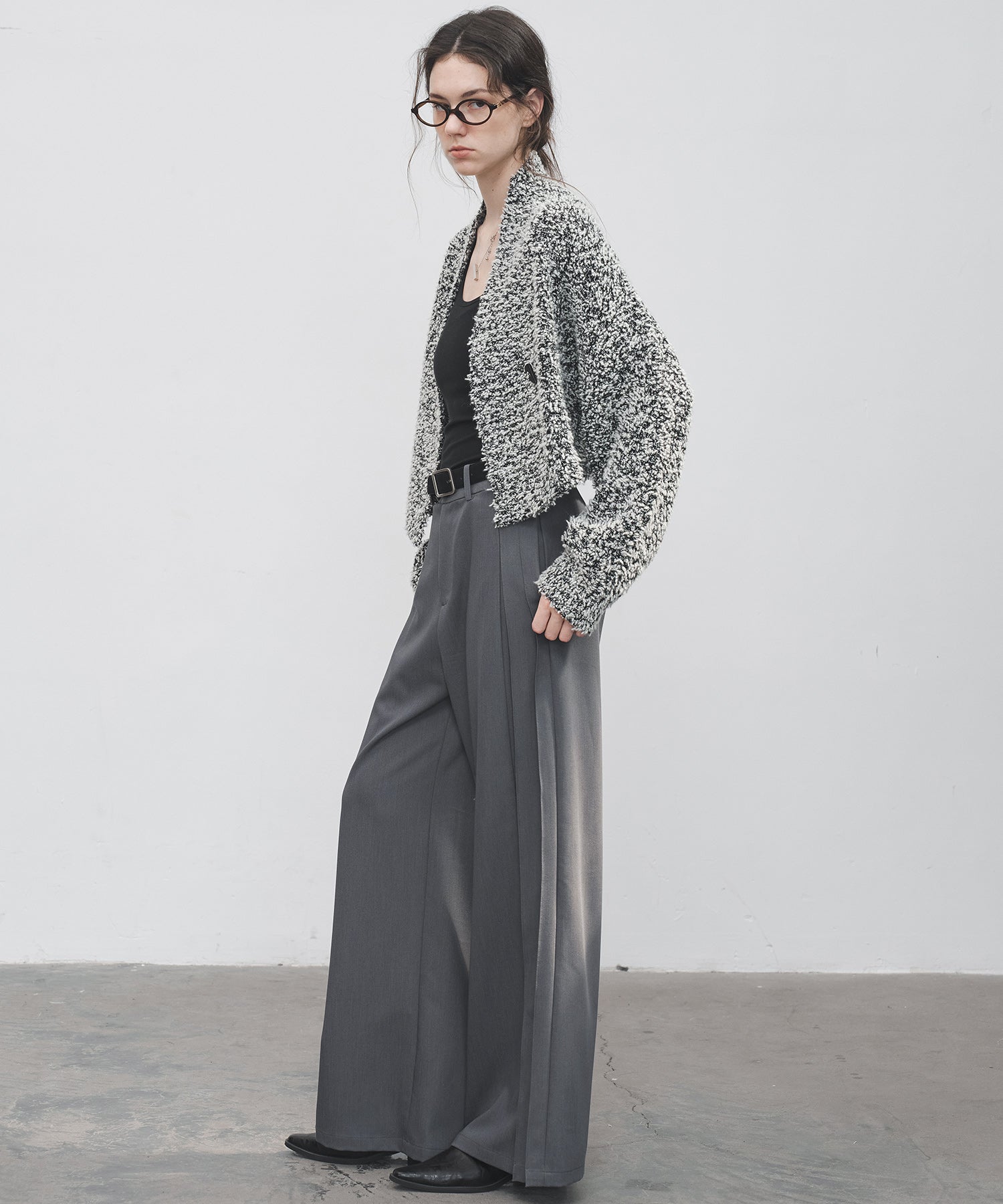 Accordion Pleat Wide-Leg Trousers