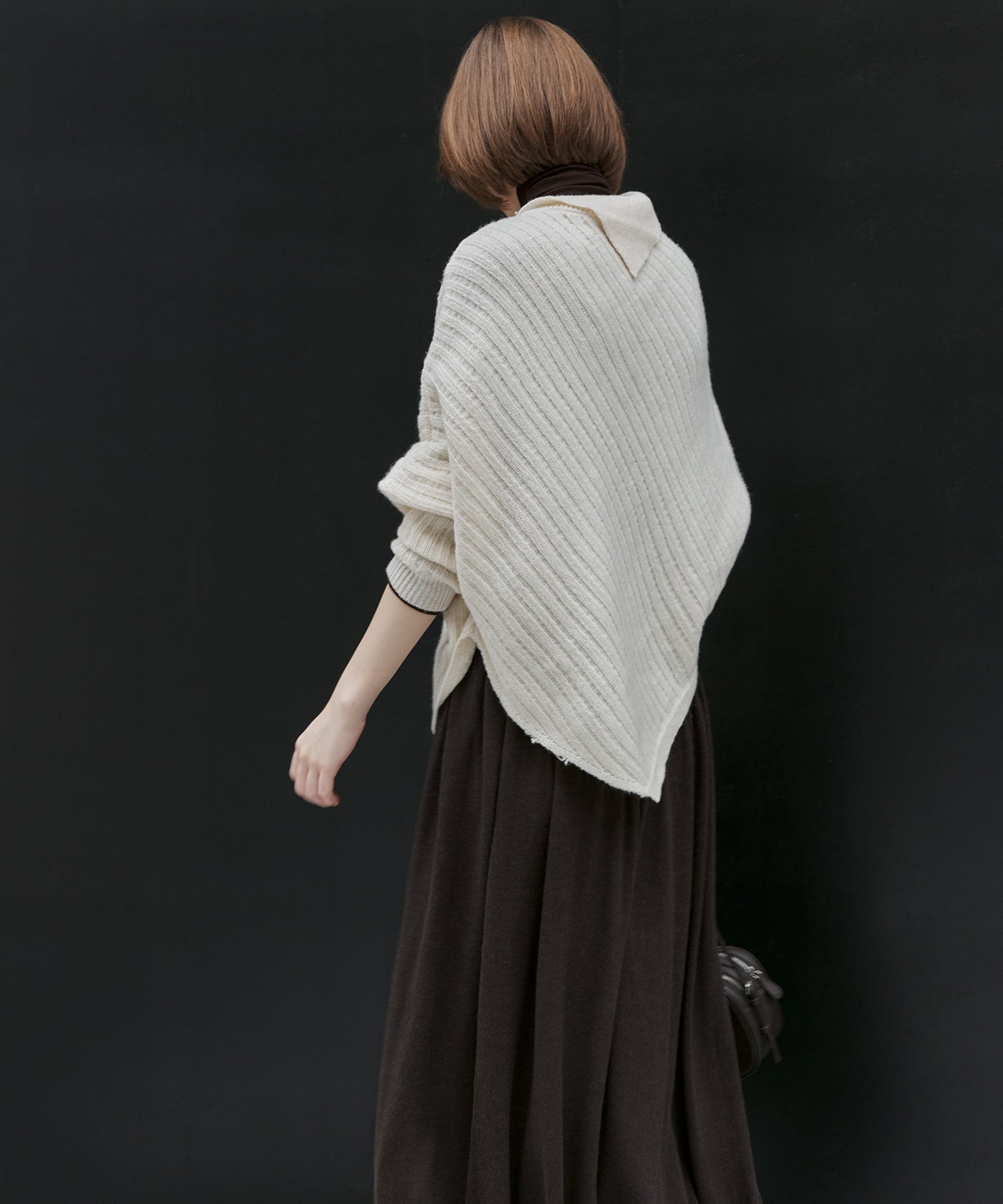 Asymmetric Textured Knit Sweater