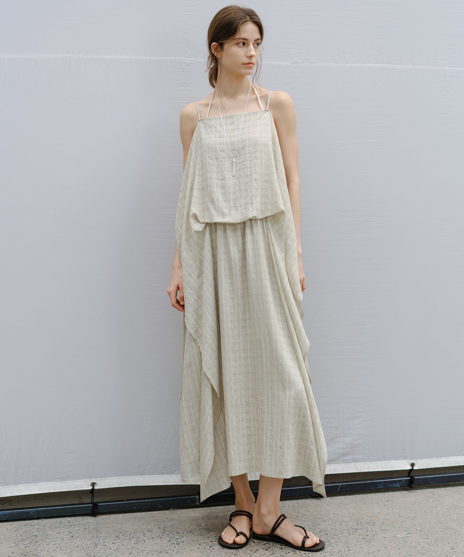 Textured Crepe Slip Dress