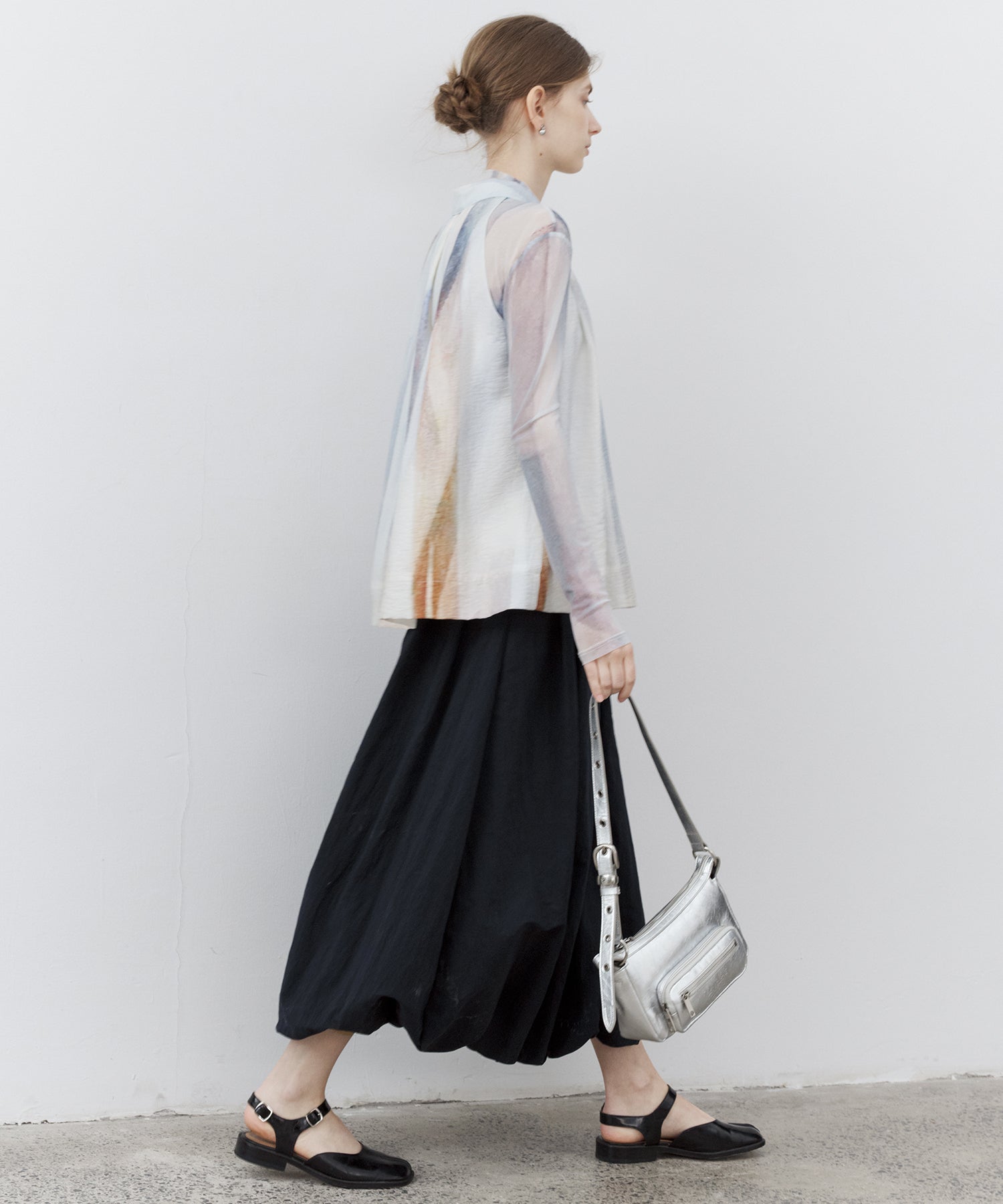 Structured Balloon Silhouette Long Skirt