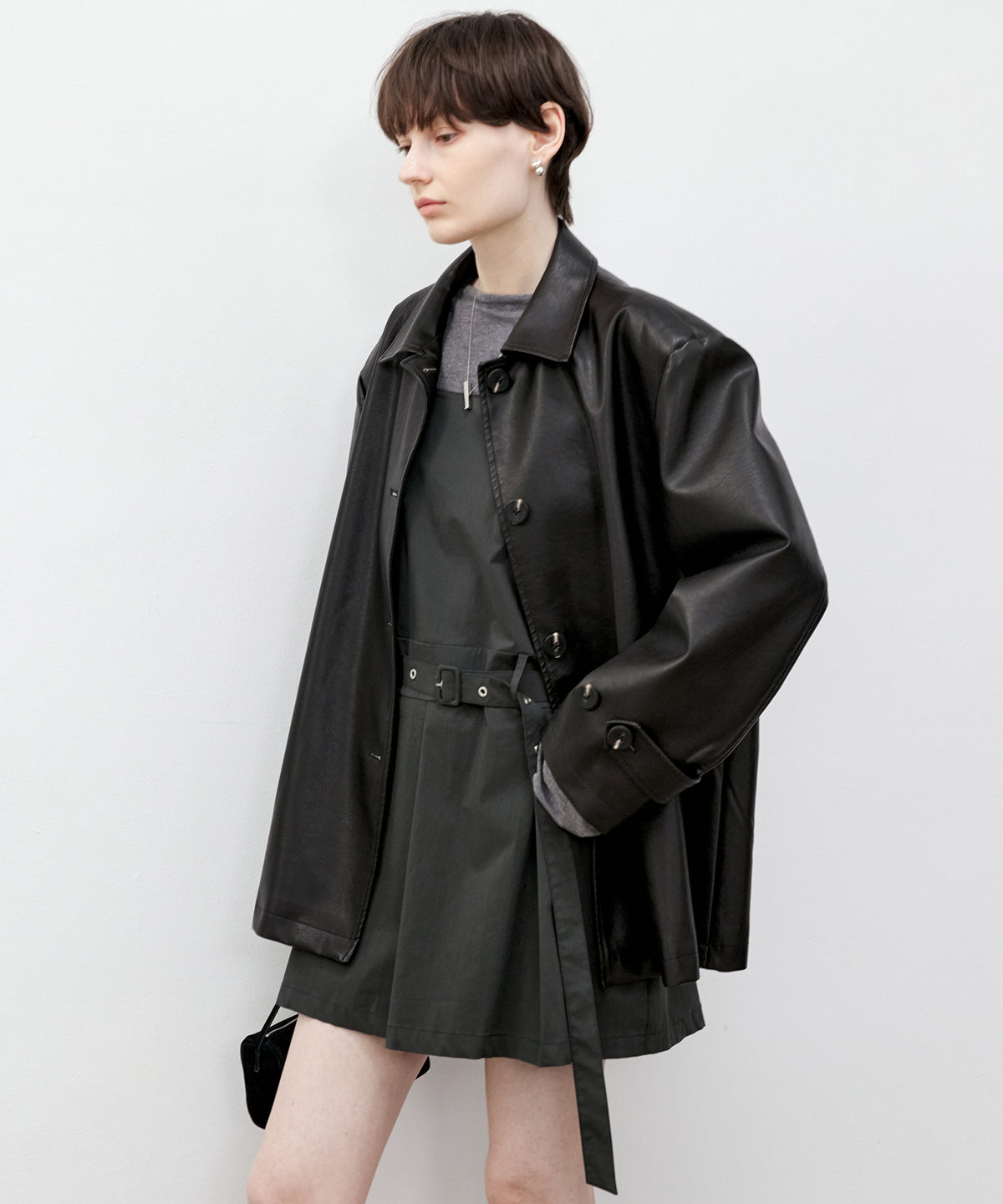 Belted Pleated Mini Dress