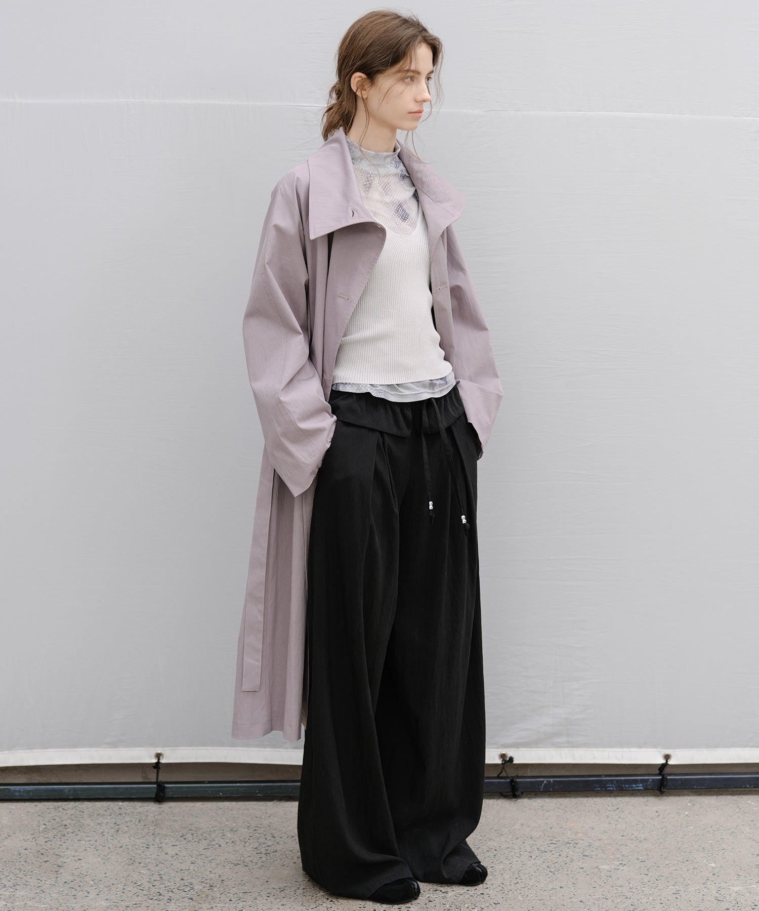 "Shipping from late February to early March" Curved Wide-Leg Drawstring Pants