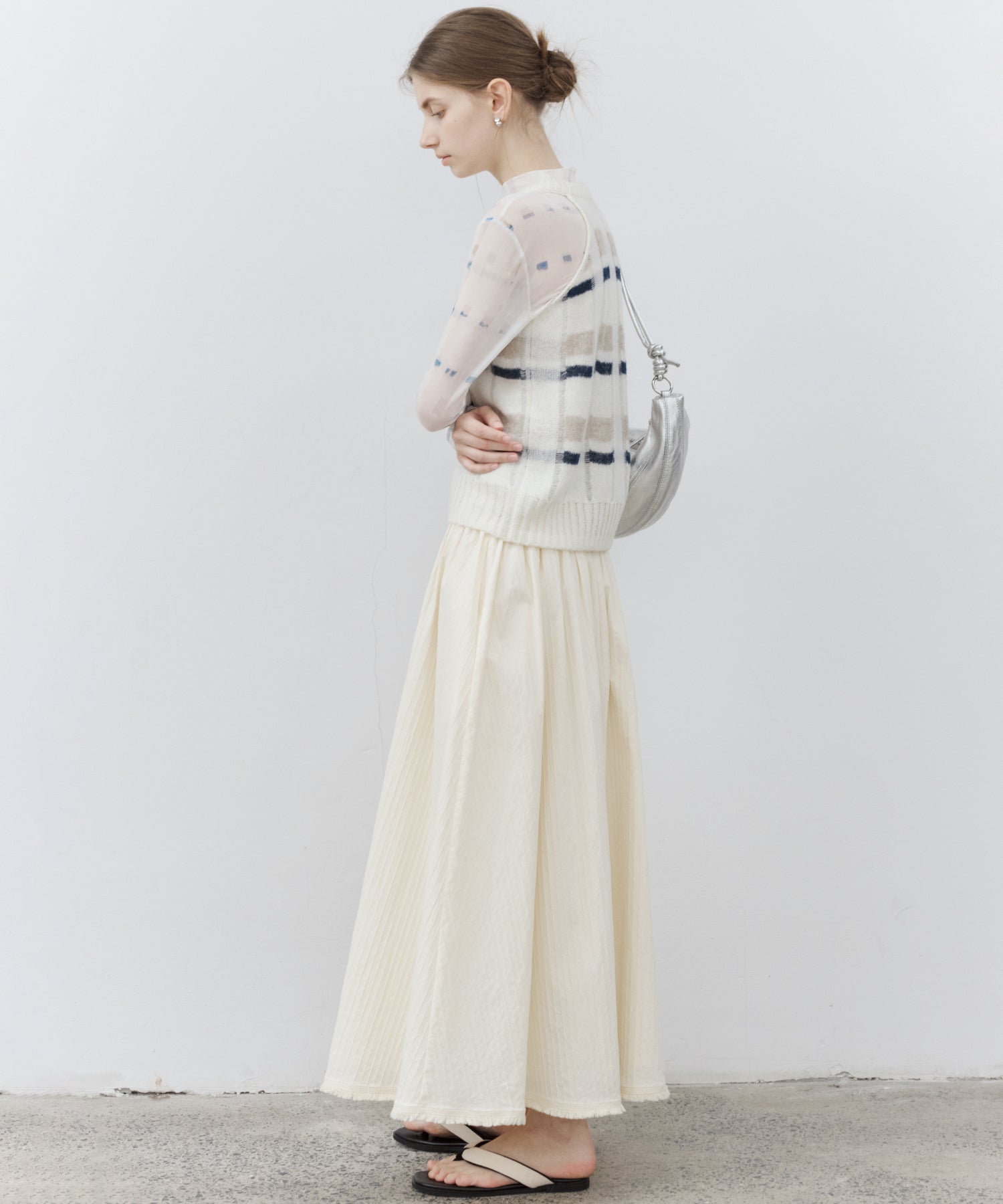 Check Jacquard V-Neck Knit Vest