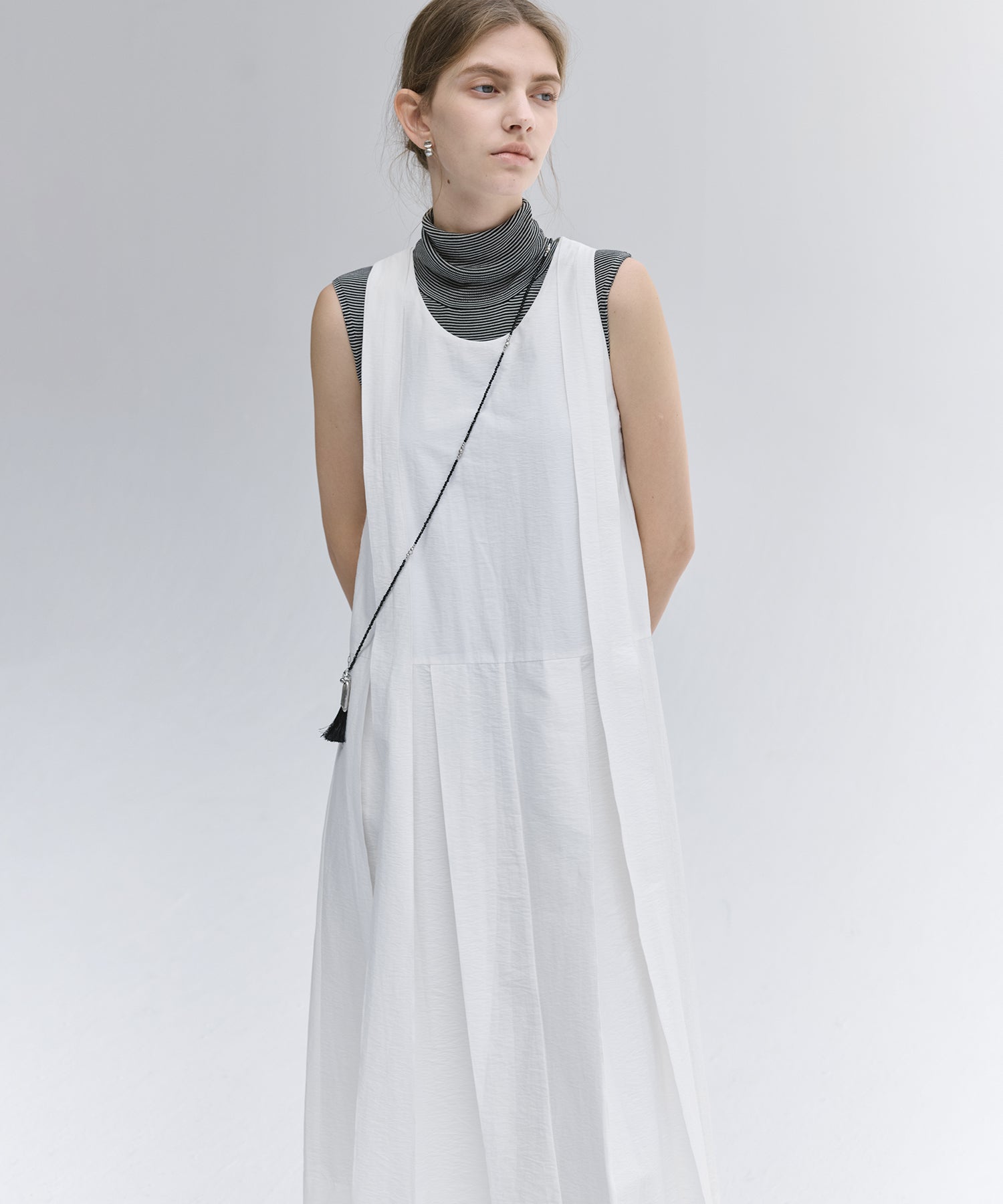 Tucked Sleeveless Long Dress