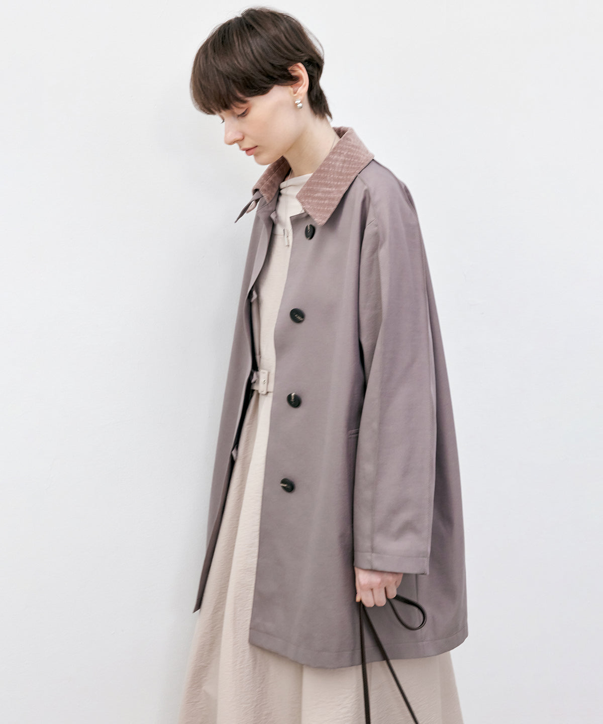코듀로이 칼라 미들 코트