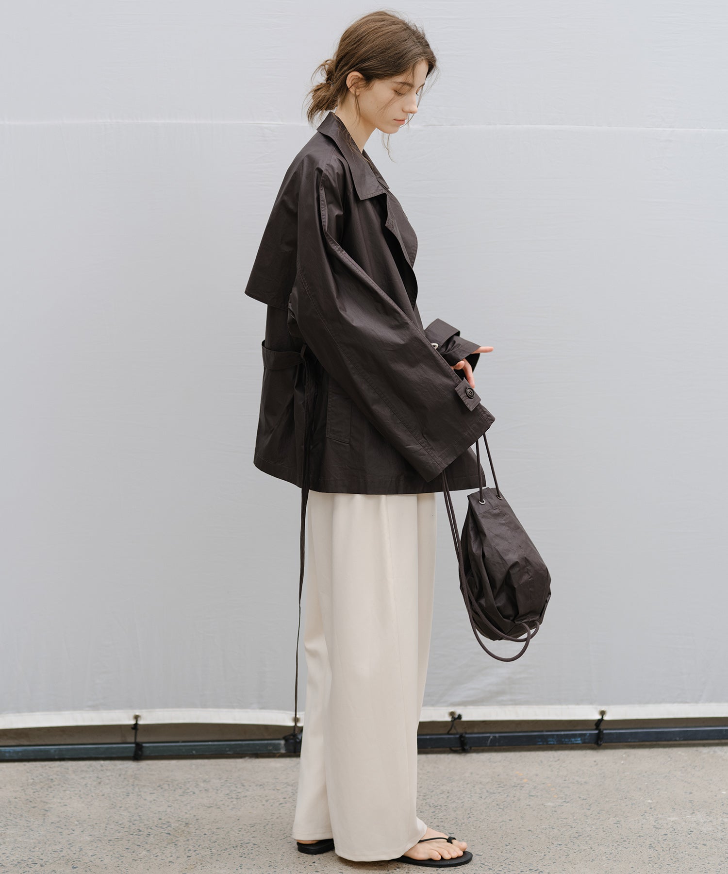 "Shipping from late February to early March" Belted Cropped Trench Jacket