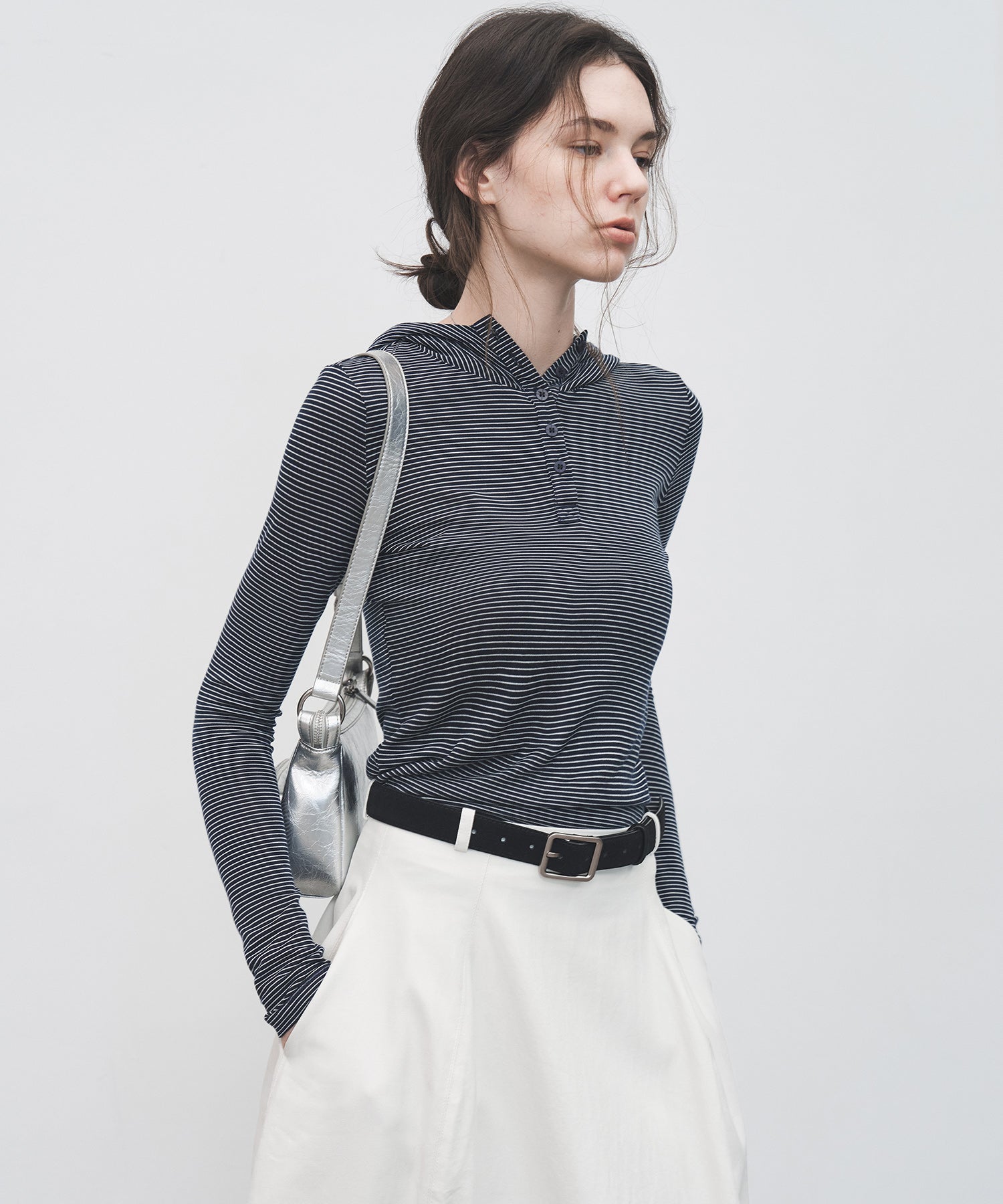 Minimalist Suede Leather Belt with Matte Silver Buckle