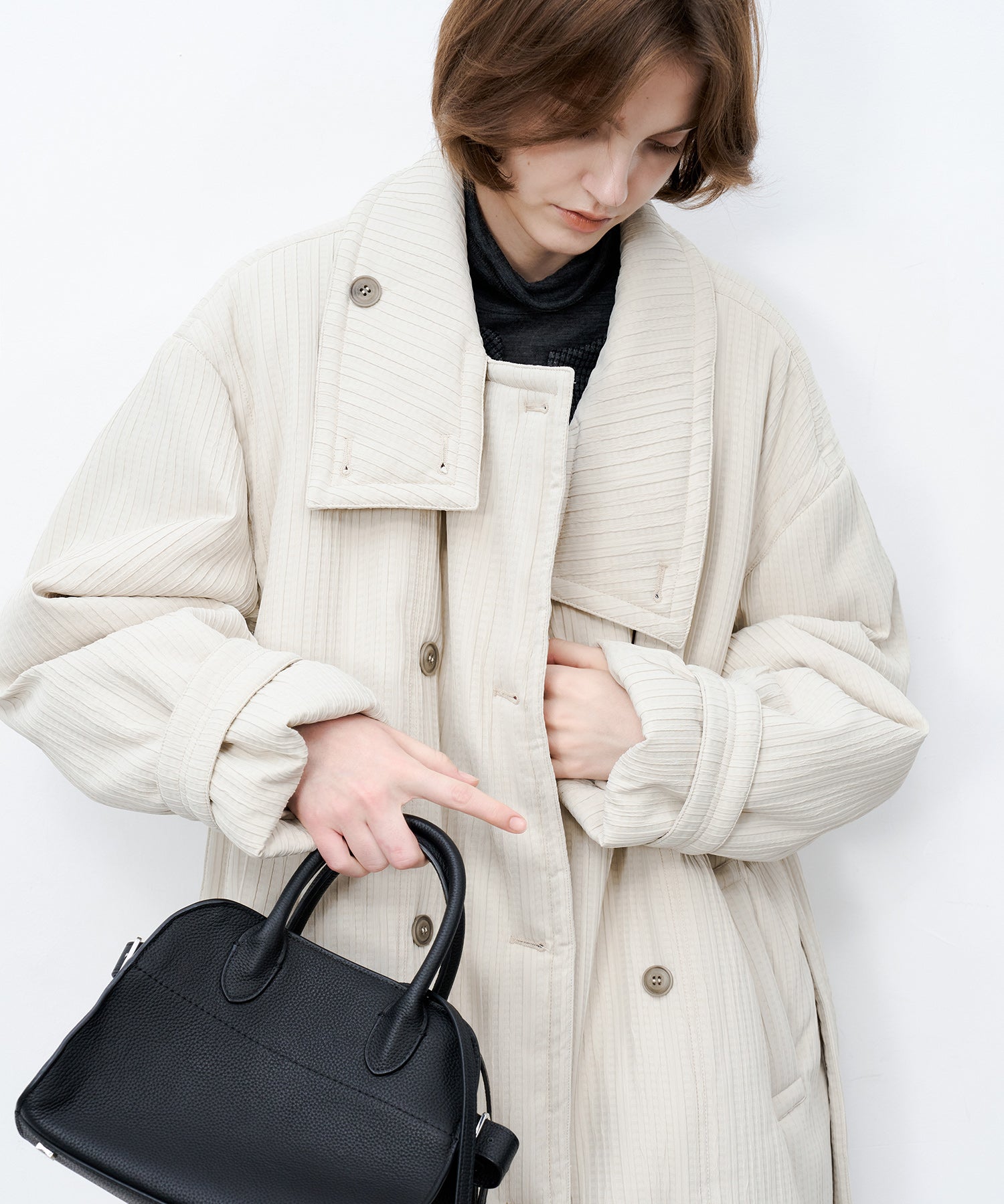 Stand Collar Oversized Long Cotton Coat