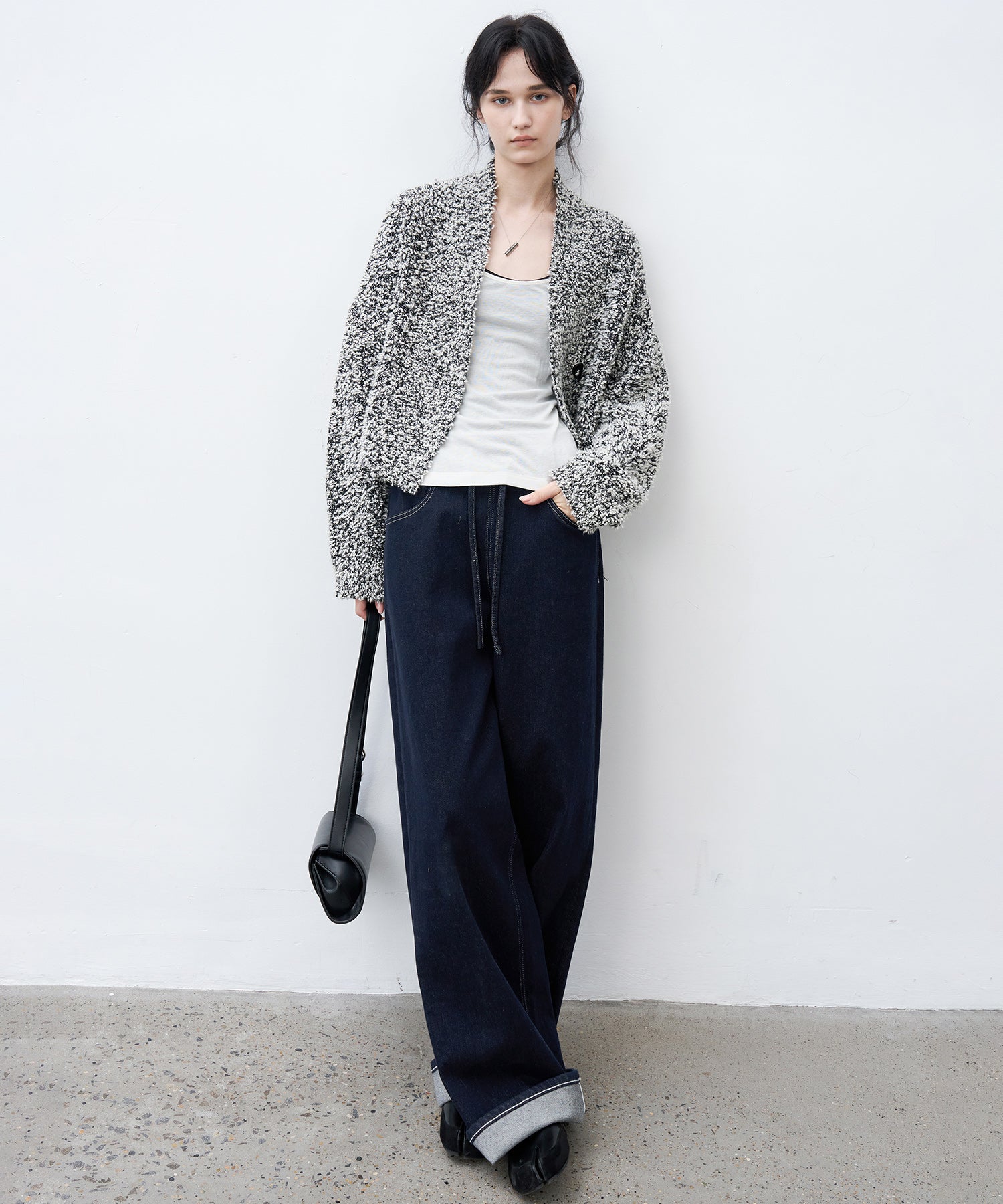 Drawstring Straight Washed Denim Pants