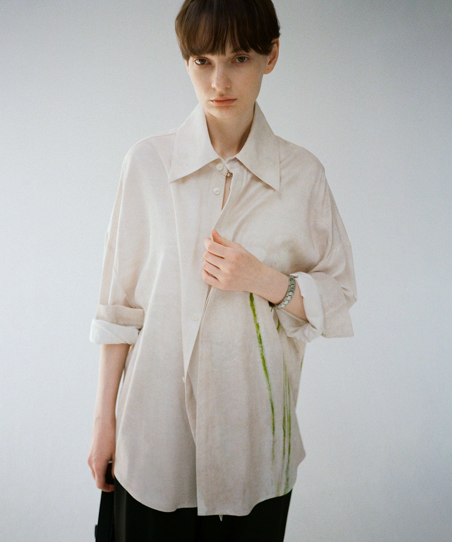 Art Print Oversized Shirt with Dropped Shoulders