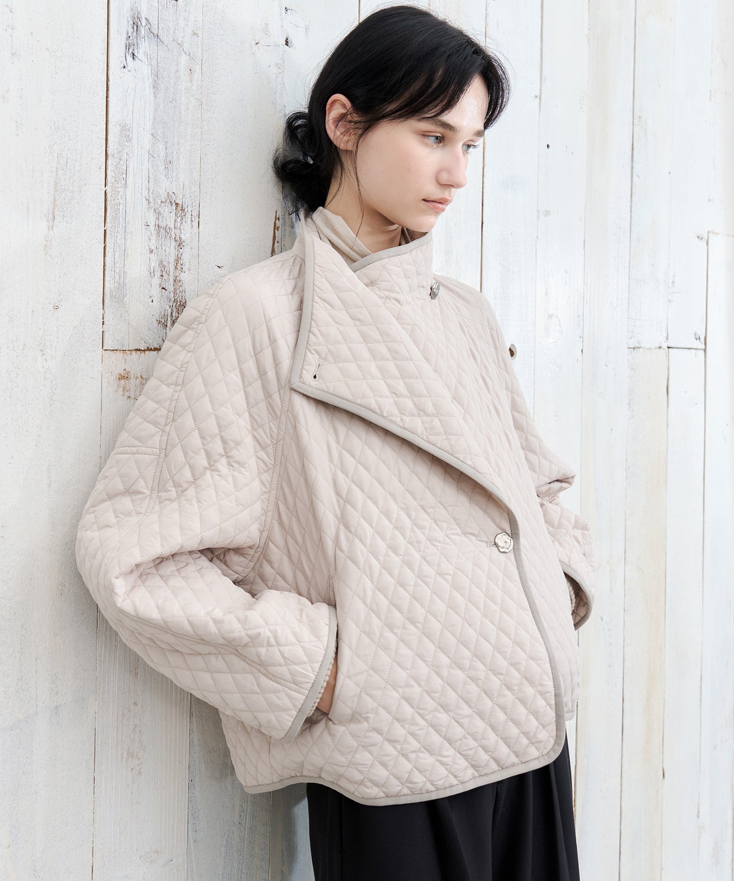 Asym Collar Quilted Padded Jacket