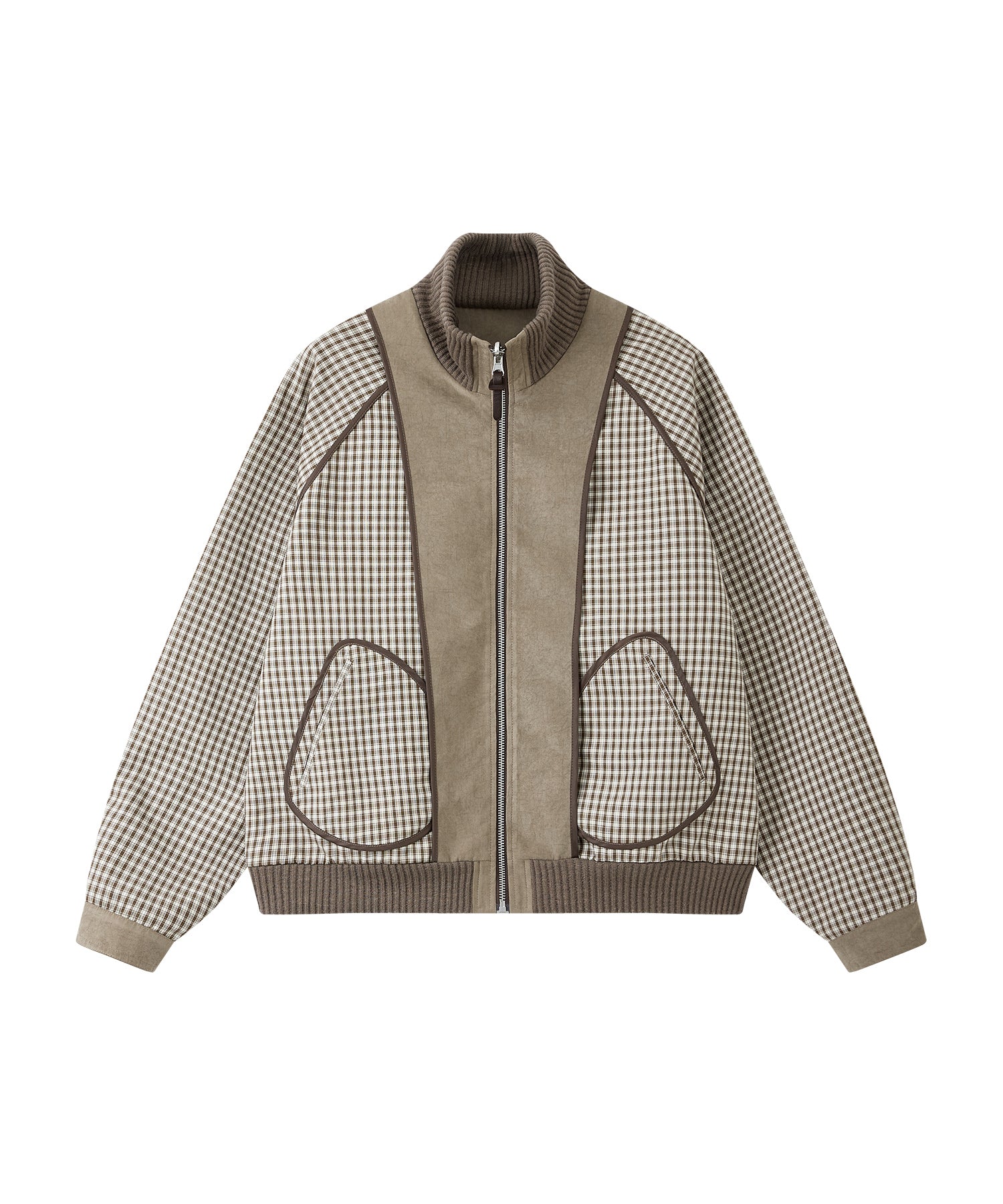 Reverse-Look Oversized Cropped Check Short Jacket