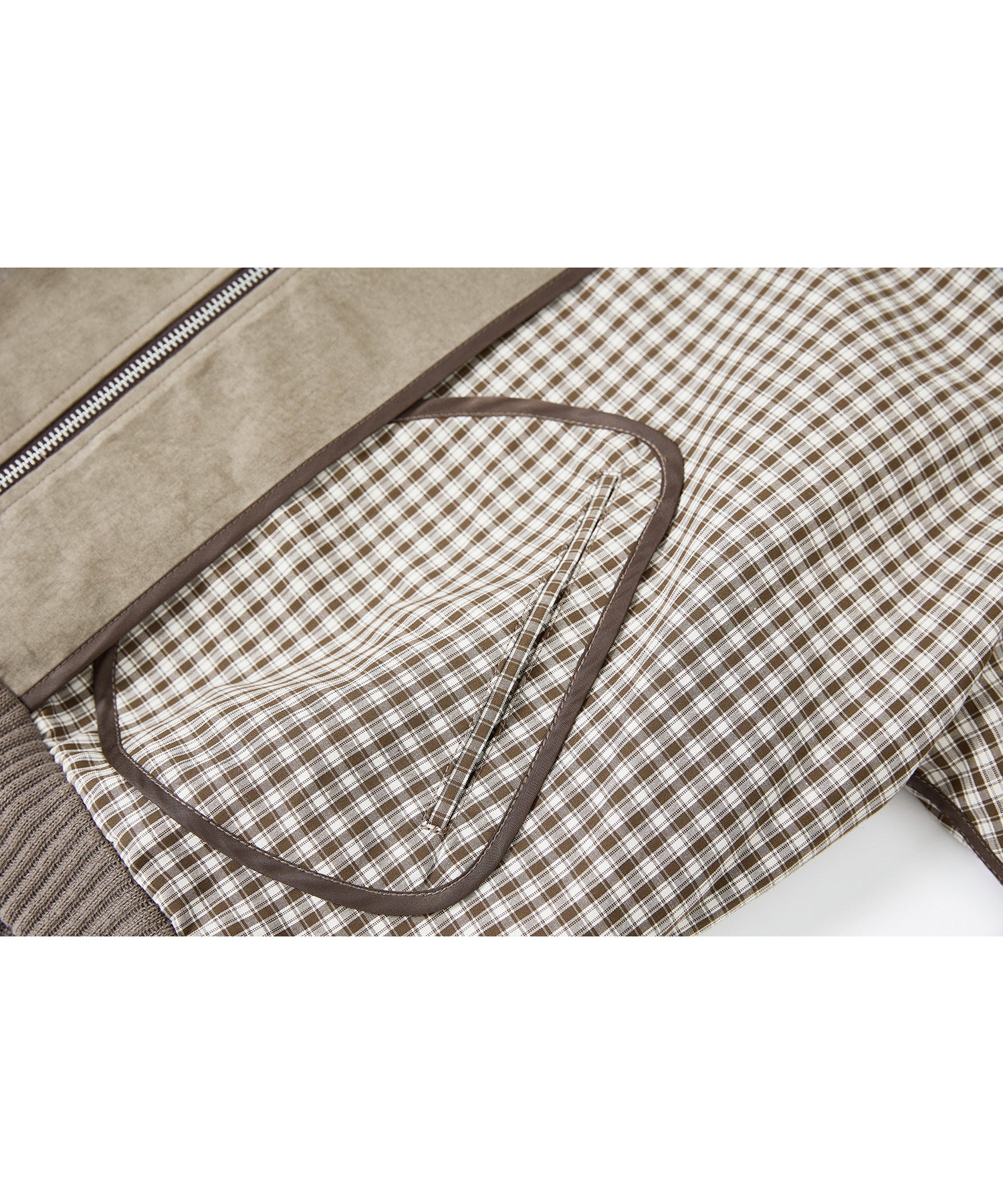 Reverse-Look Oversized Cropped Check Short Jacket