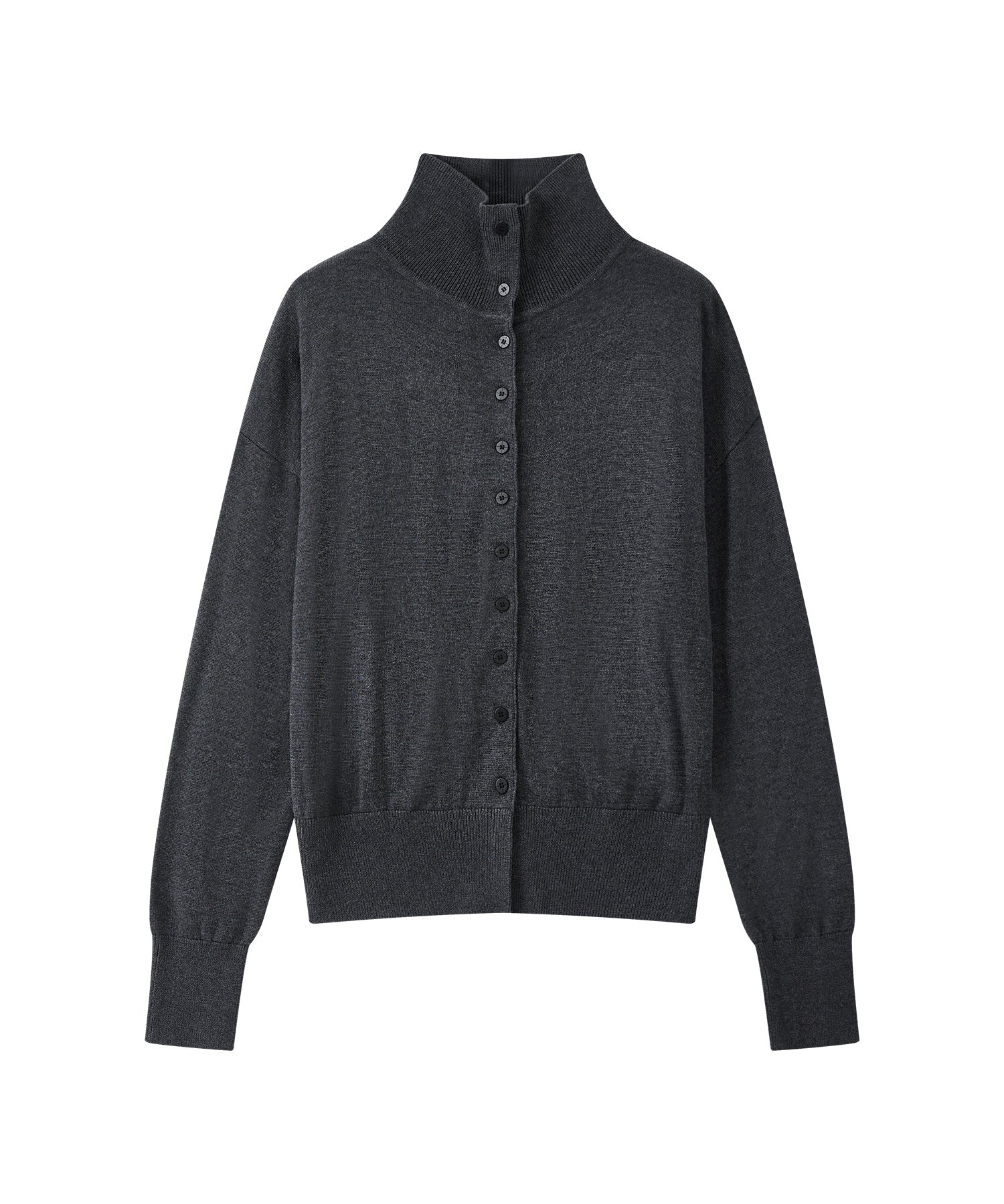 High Neck Lightweight Knit Cardigan Sweater