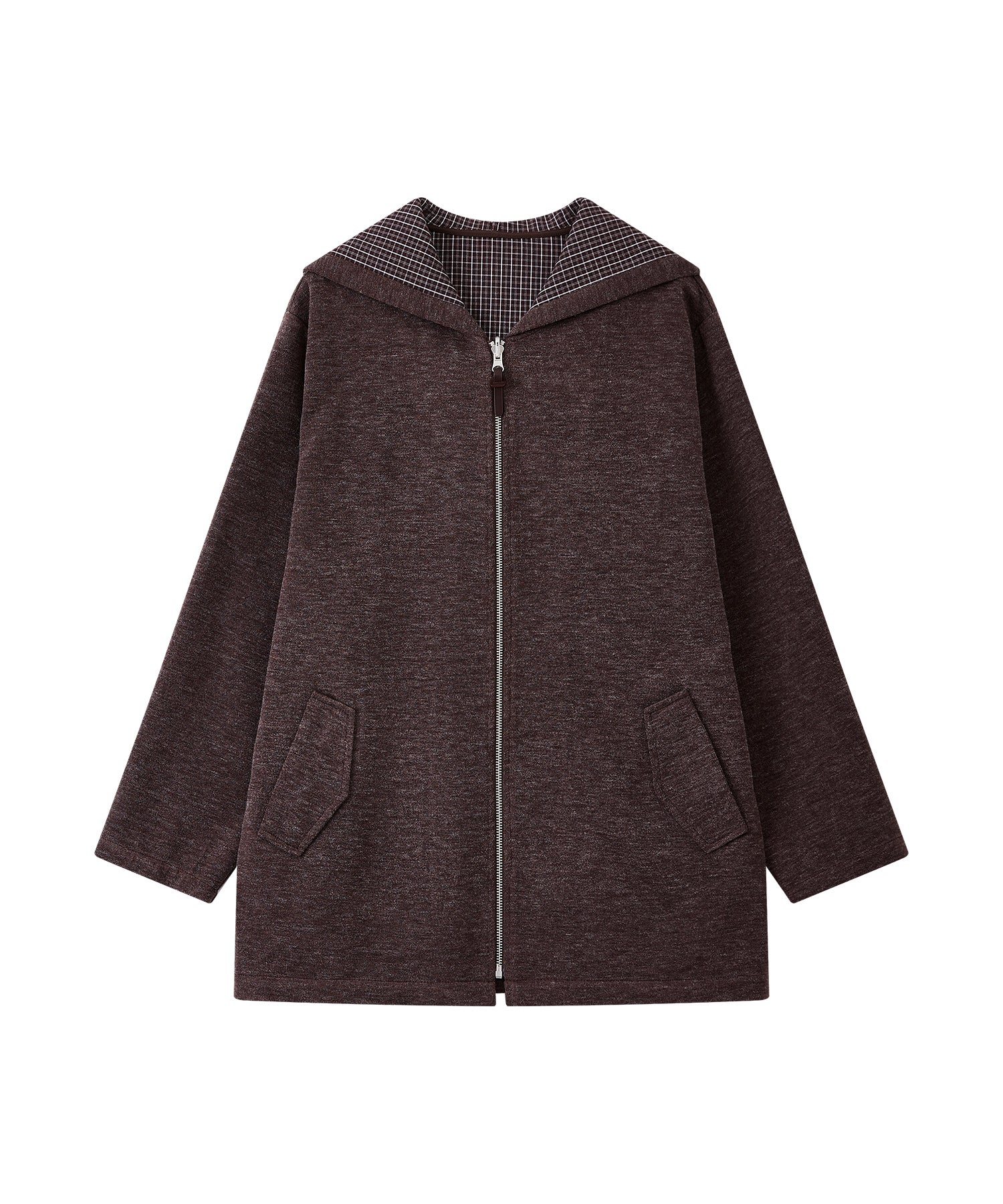 Plaid Double-Sided Oversized Zip Hoodie