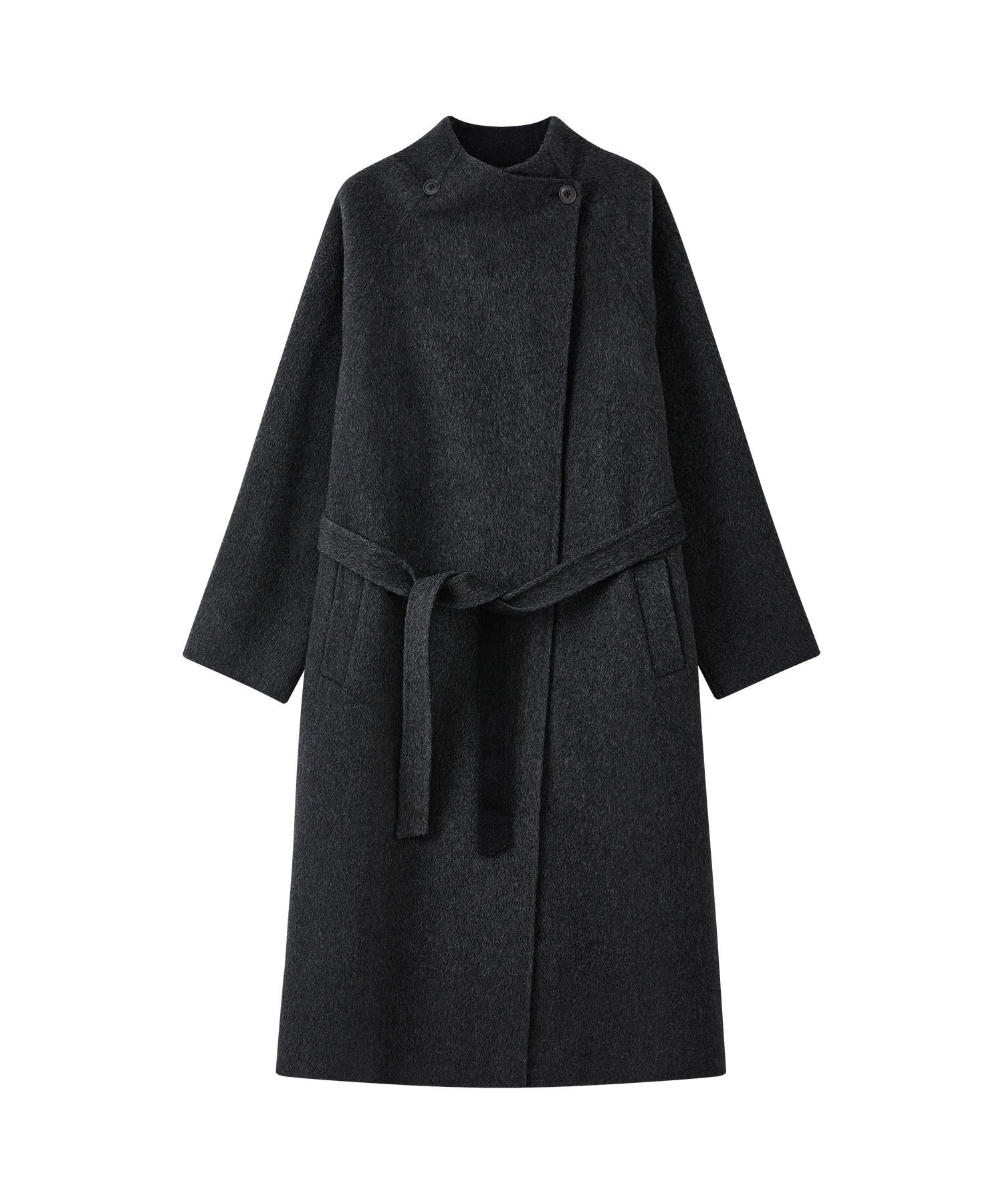 100% Wool Overlap Collar Double-Faced Long Coat