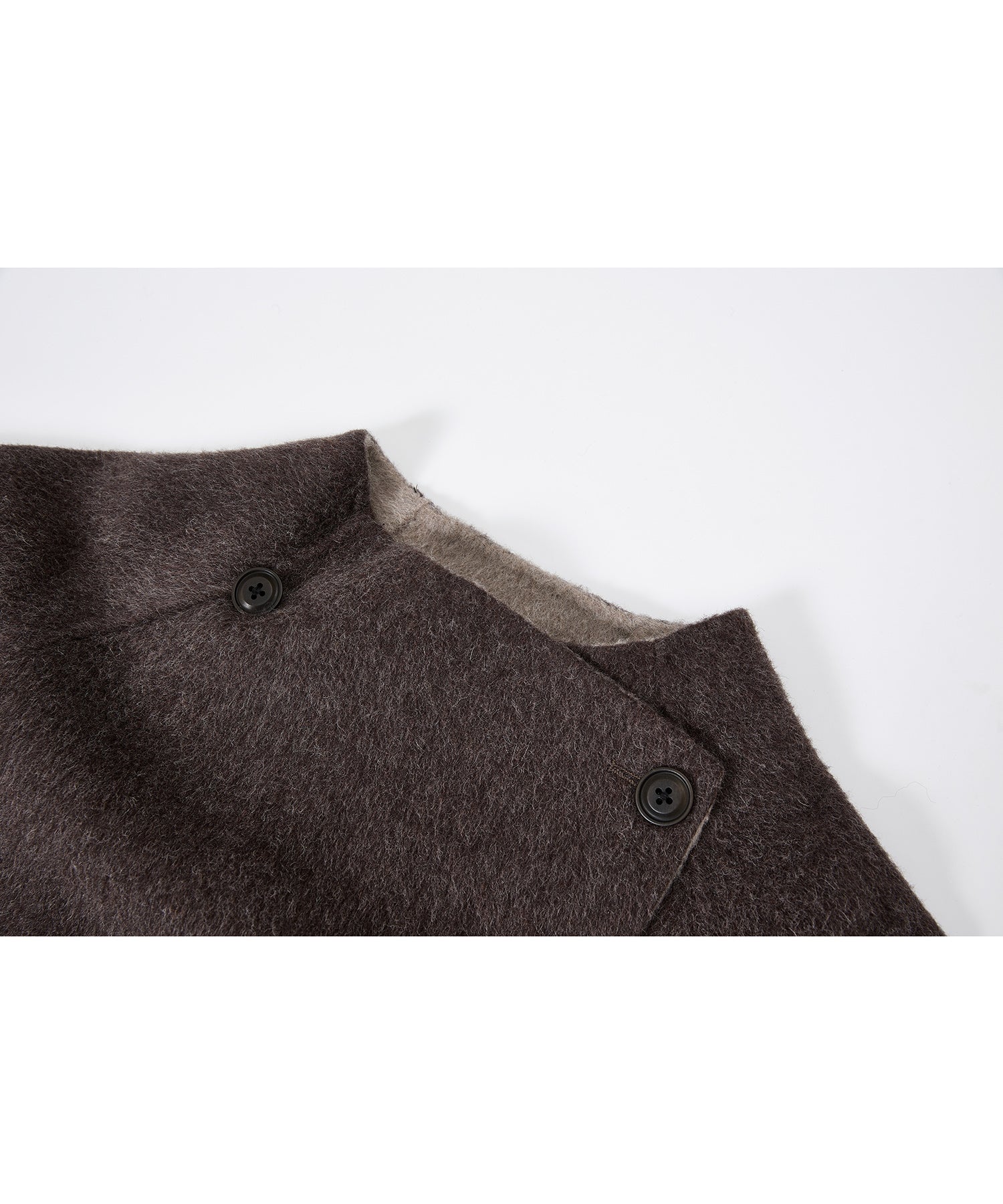 100% Wool Overlap Collar Double-Faced Long Coat