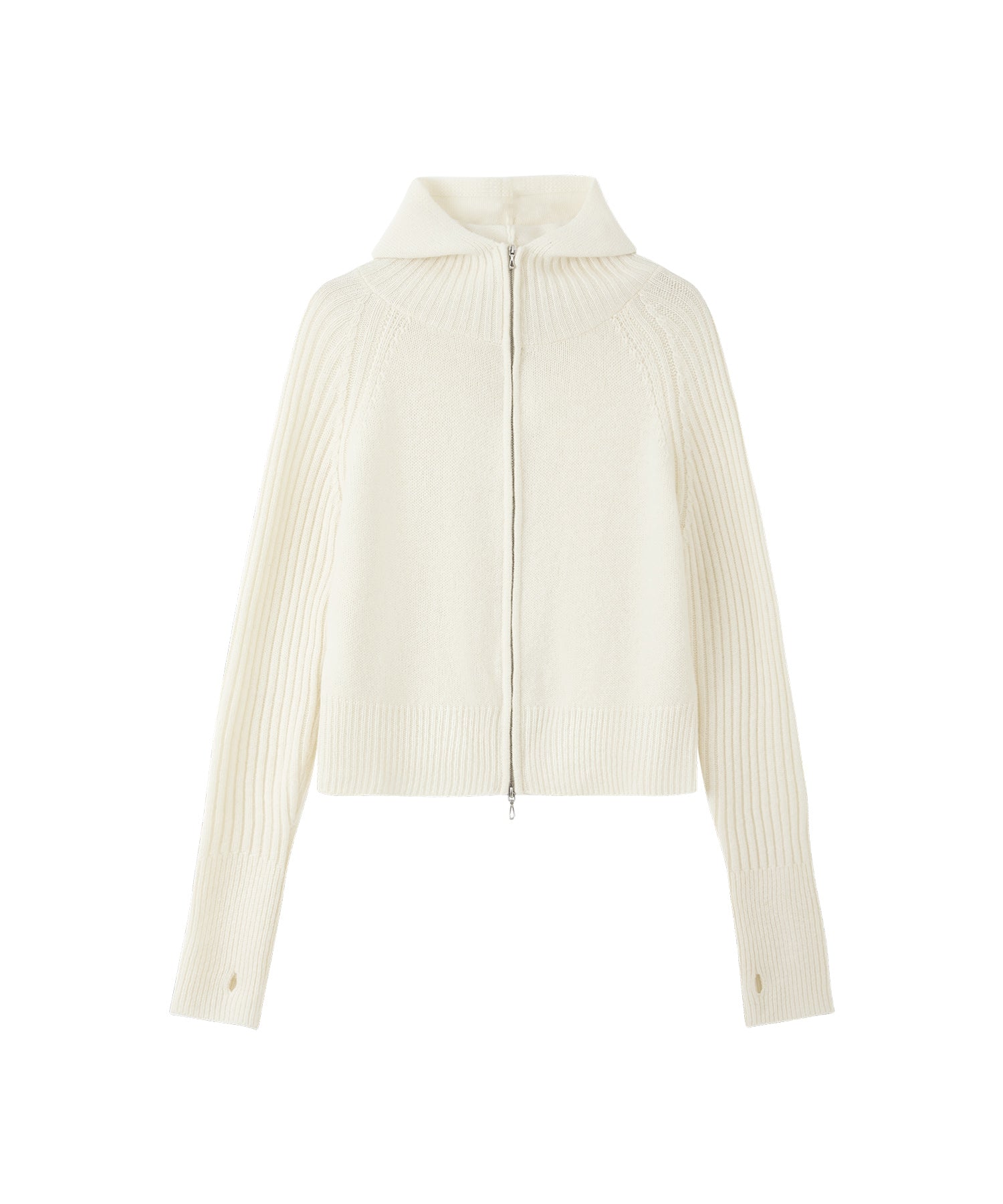 100% Wool Open Front Hooded Knit Cardigan