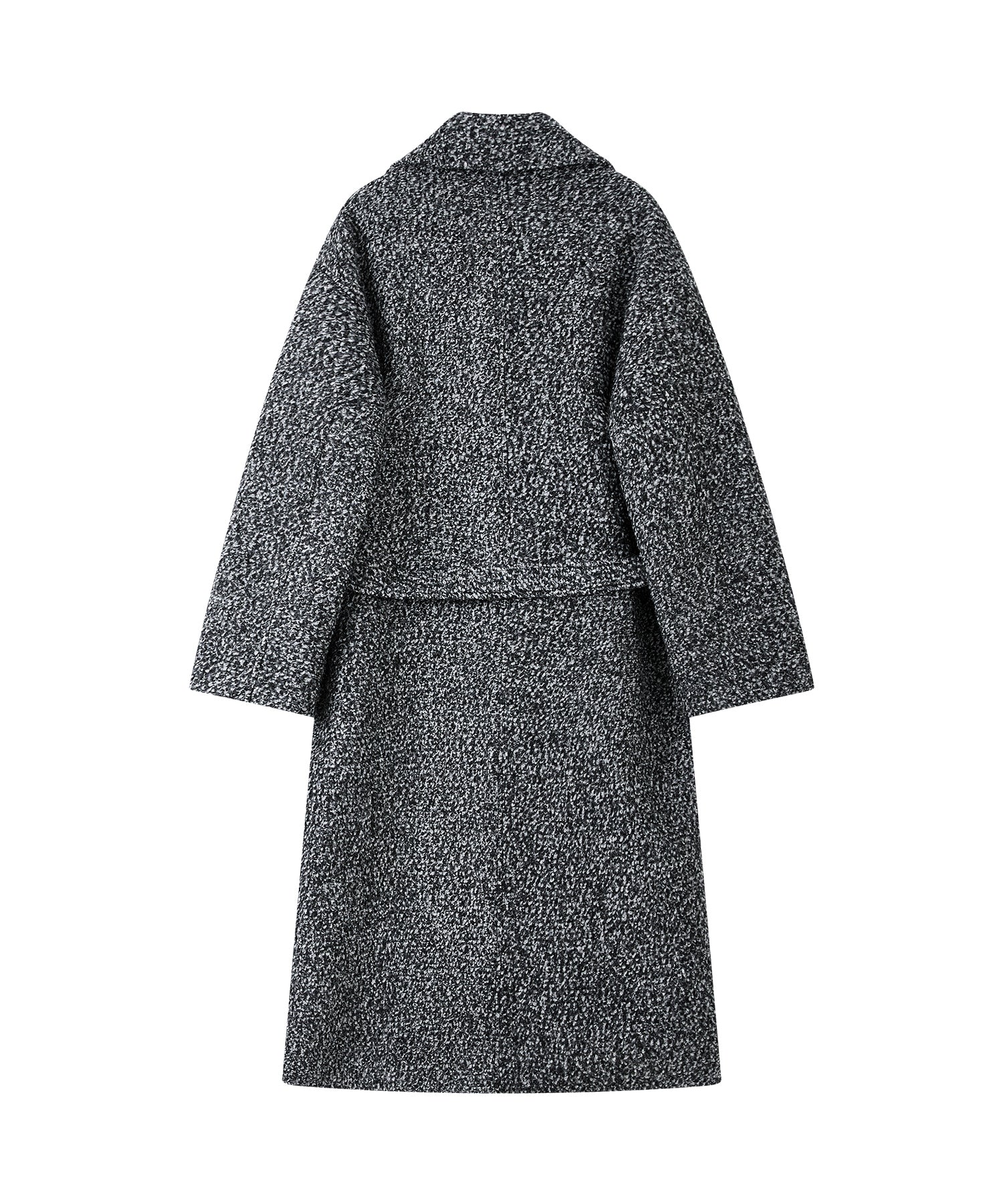 Mixed-Color Bouclé Wool Lapel Long Coat