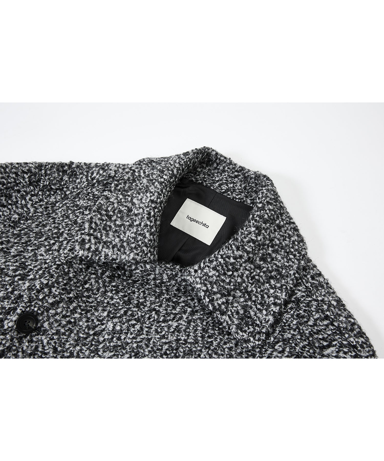 Mixed-Color Bouclé Wool Lapel Long Coat