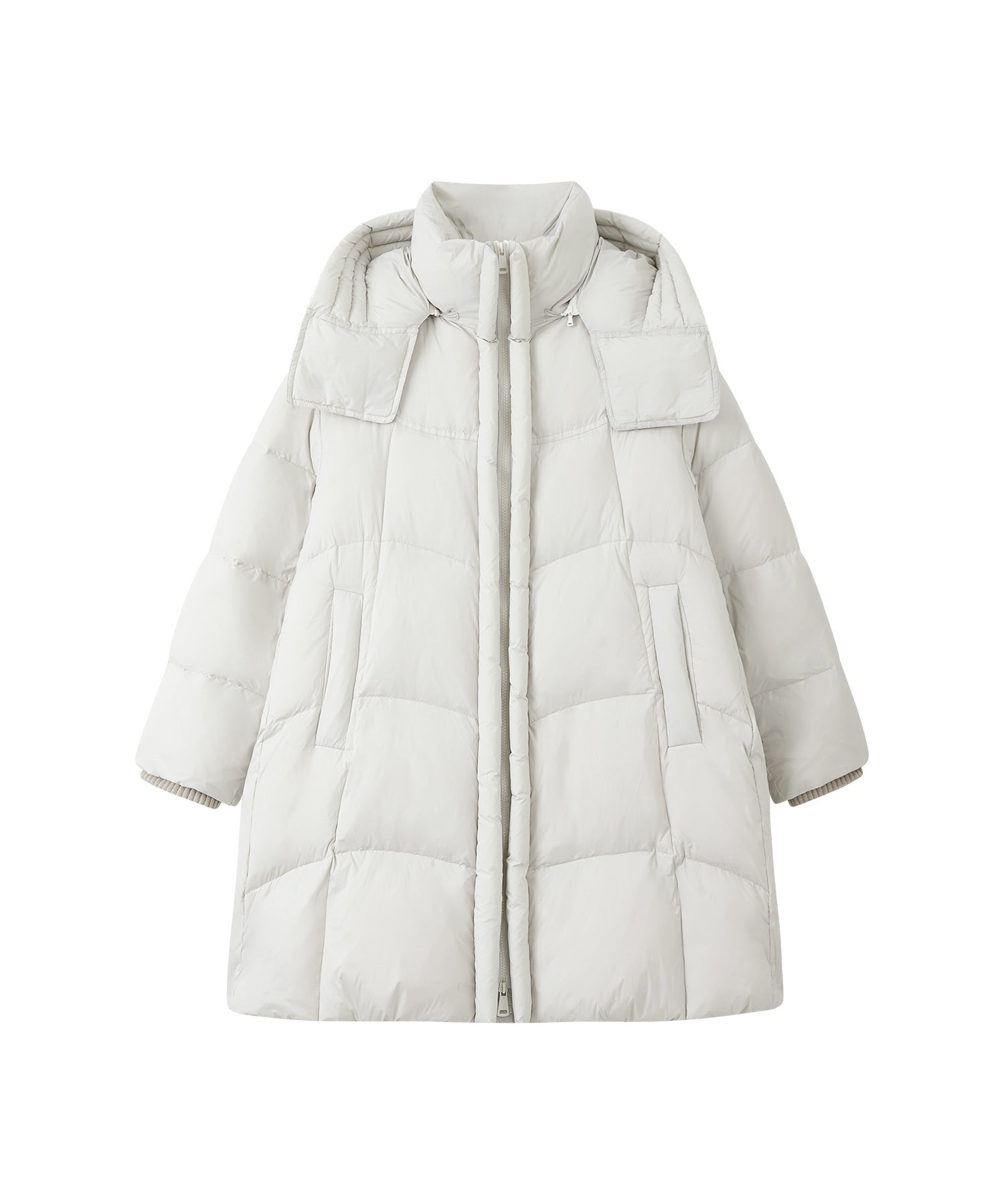 Mid-Length Stand Collar Hooded Oversize Down Coat