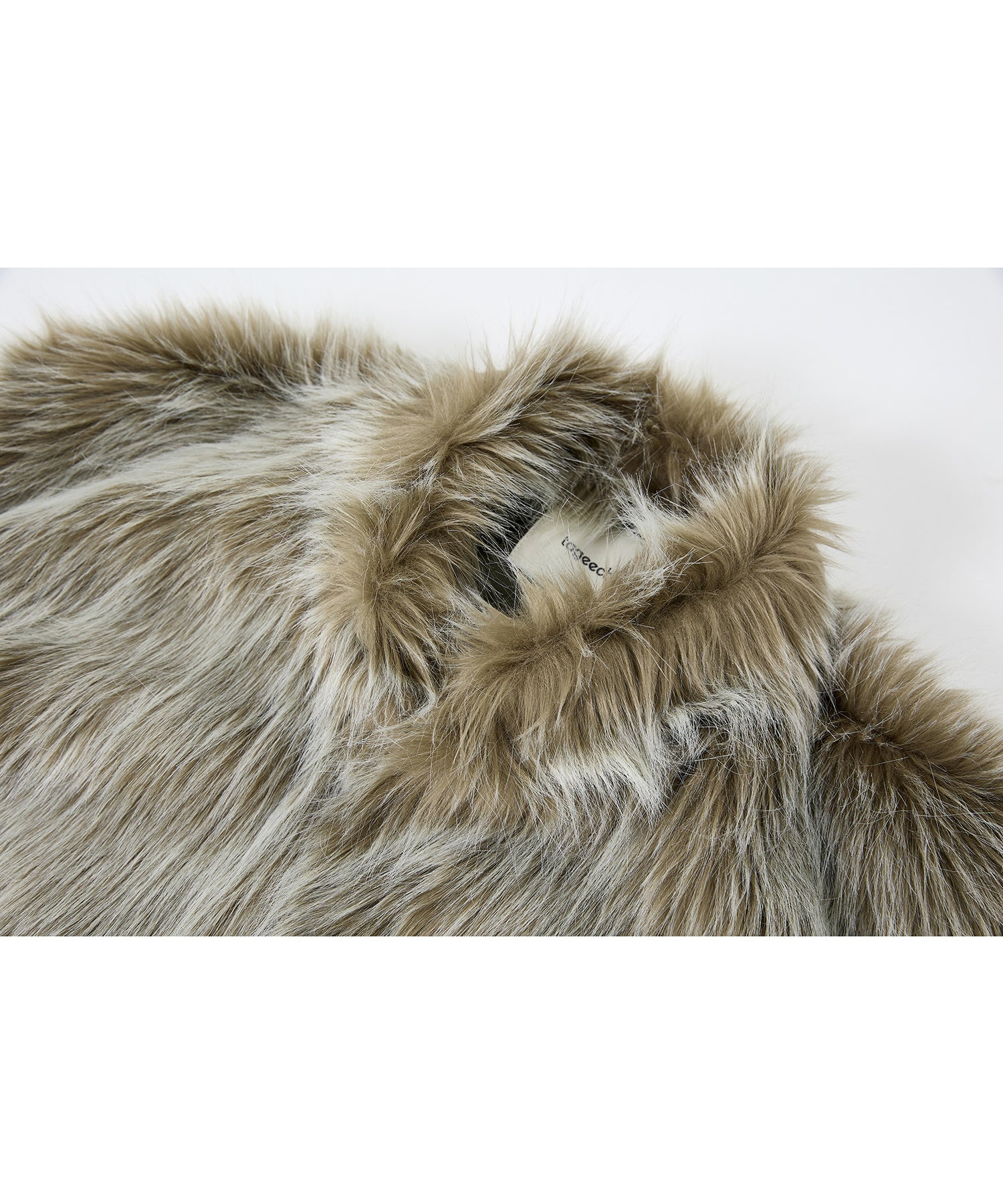 Long Faux-Fur Lapel Coat