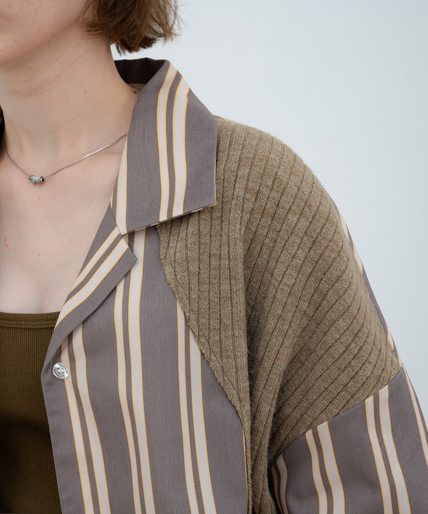 Oversized Stripe Shirt with Ribbed Docking