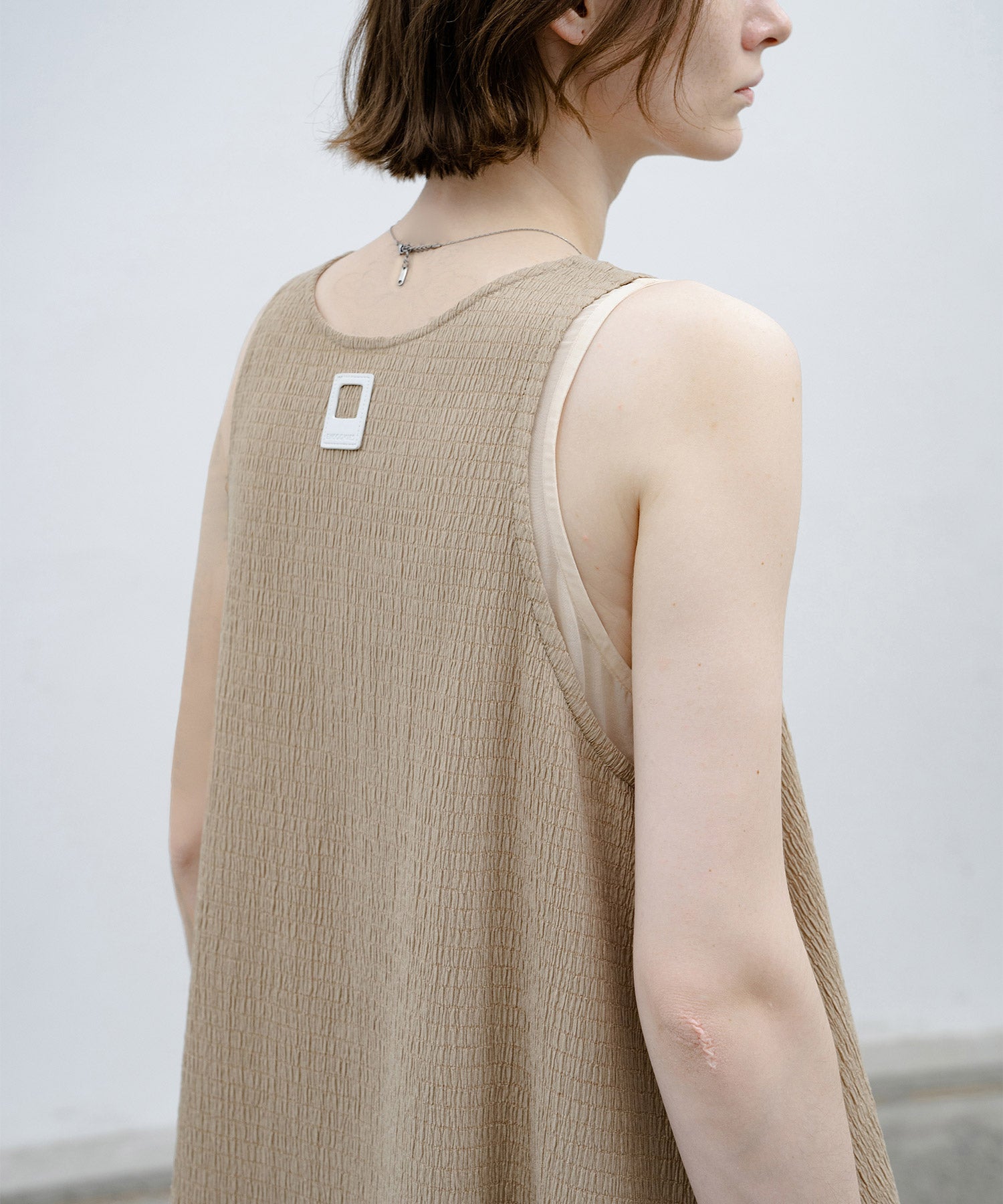 Shirred Layered Flare One-Piece Dress