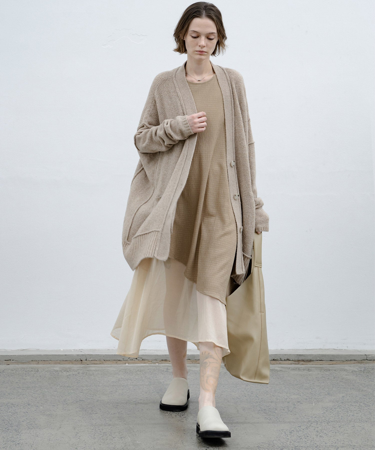 Shirred Layered Flare One-Piece Dress