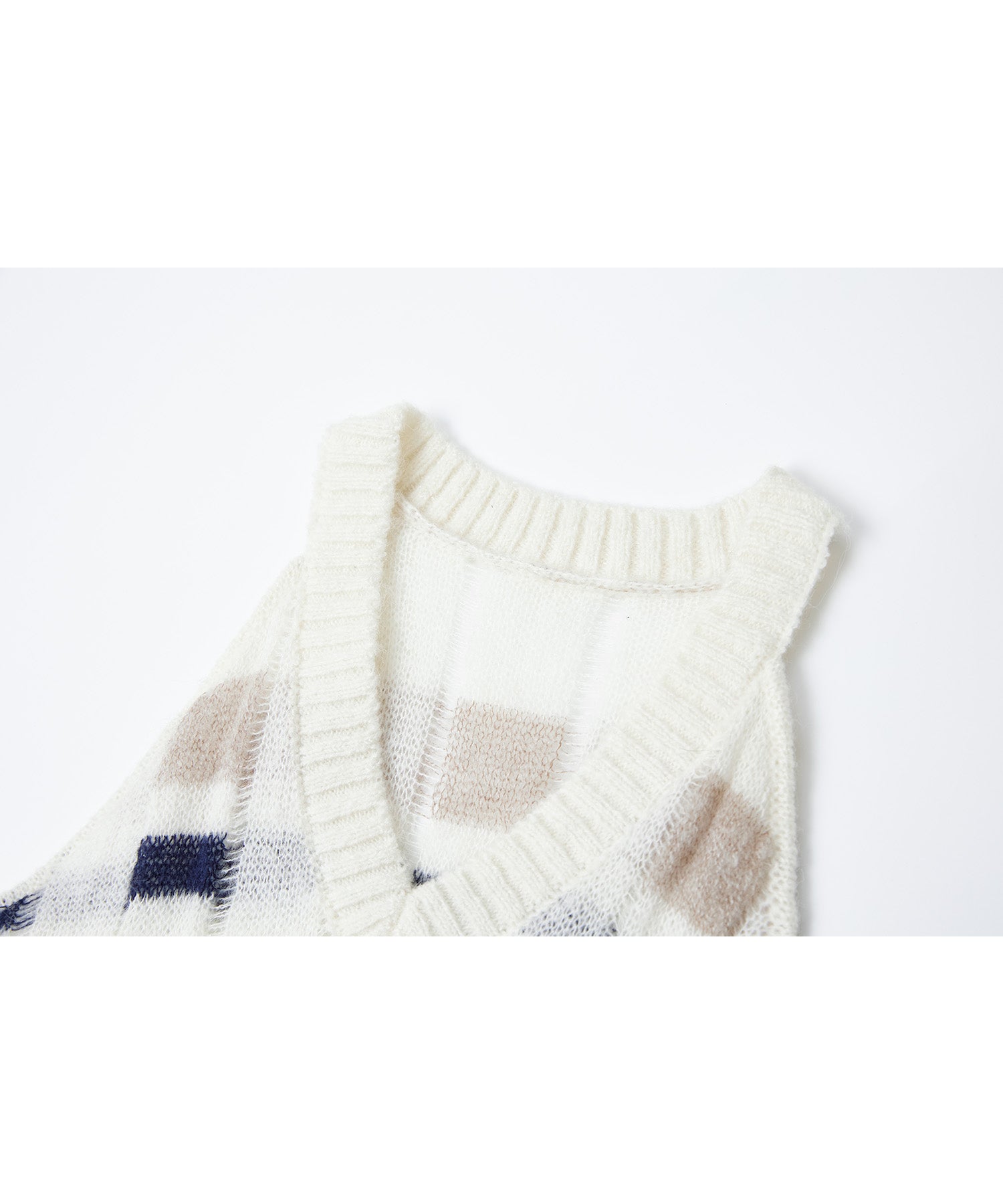 Sheer Check Pattern Knit Tank