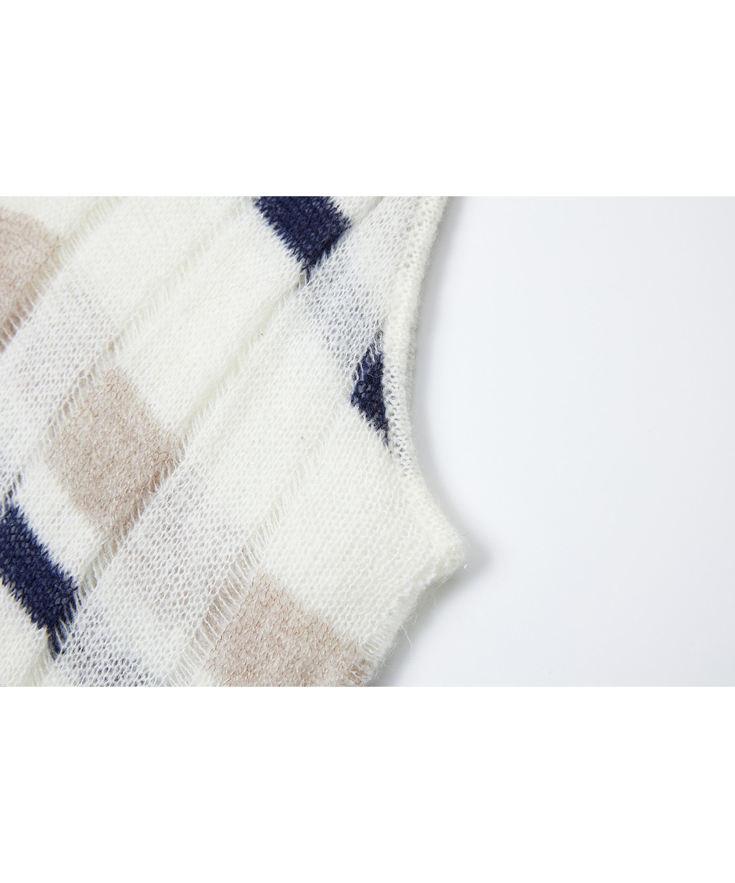 Check Jacquard V-Neck Knit Vest