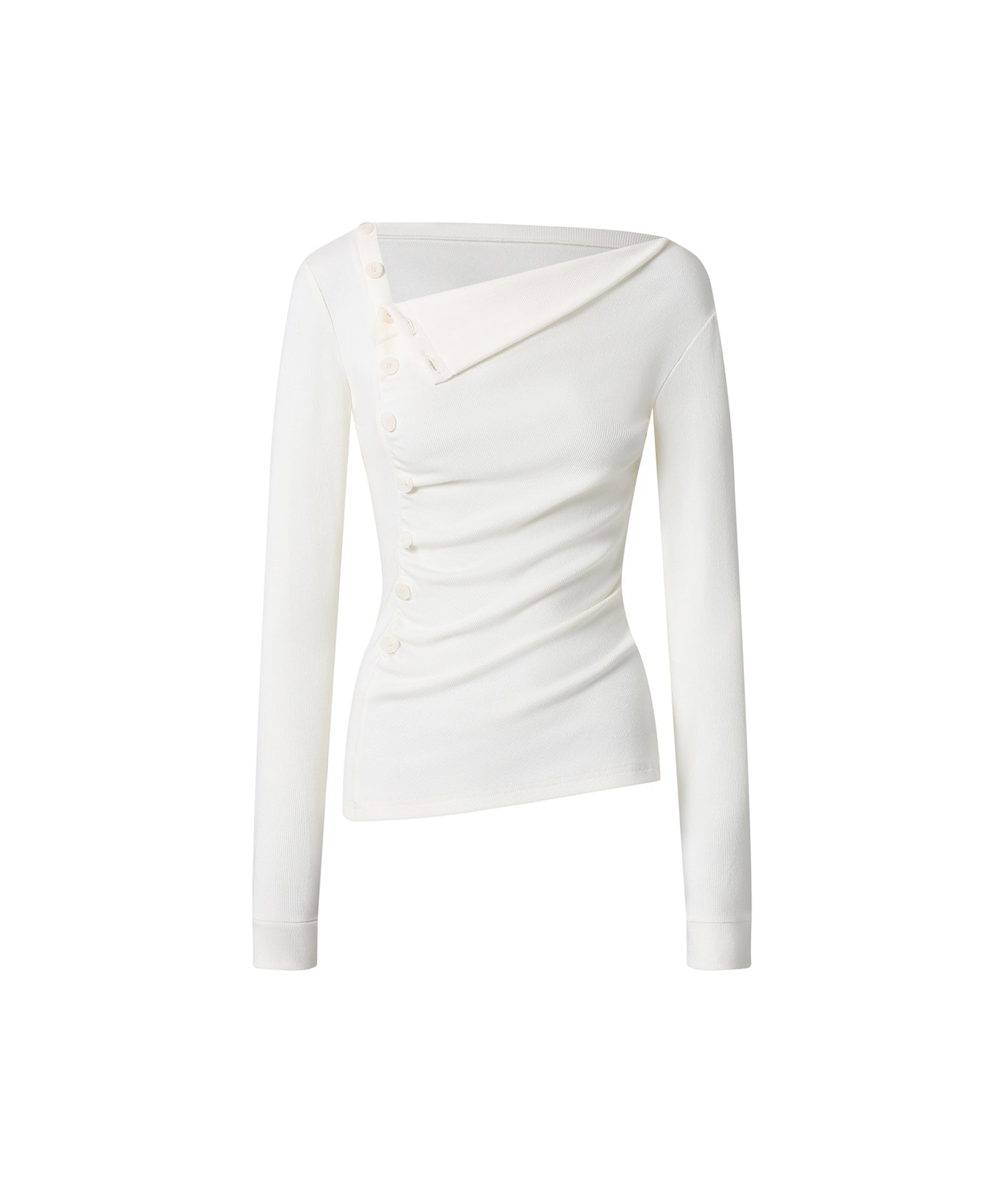 Side Button Detail Ribbed Top