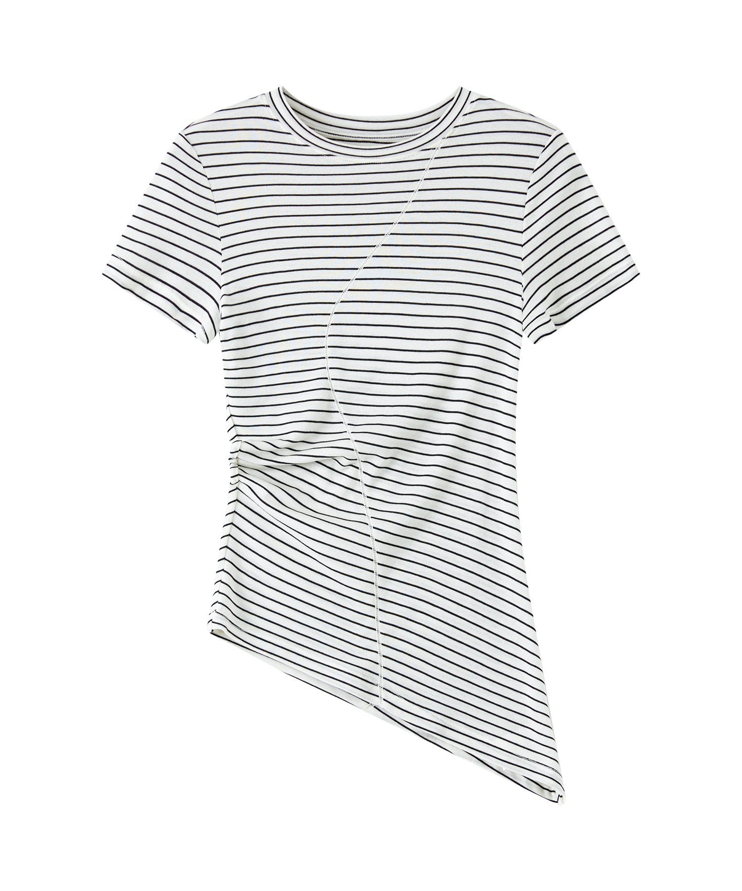 Asymmetric Hem Fitted T-Shirt in Lyocell Blend