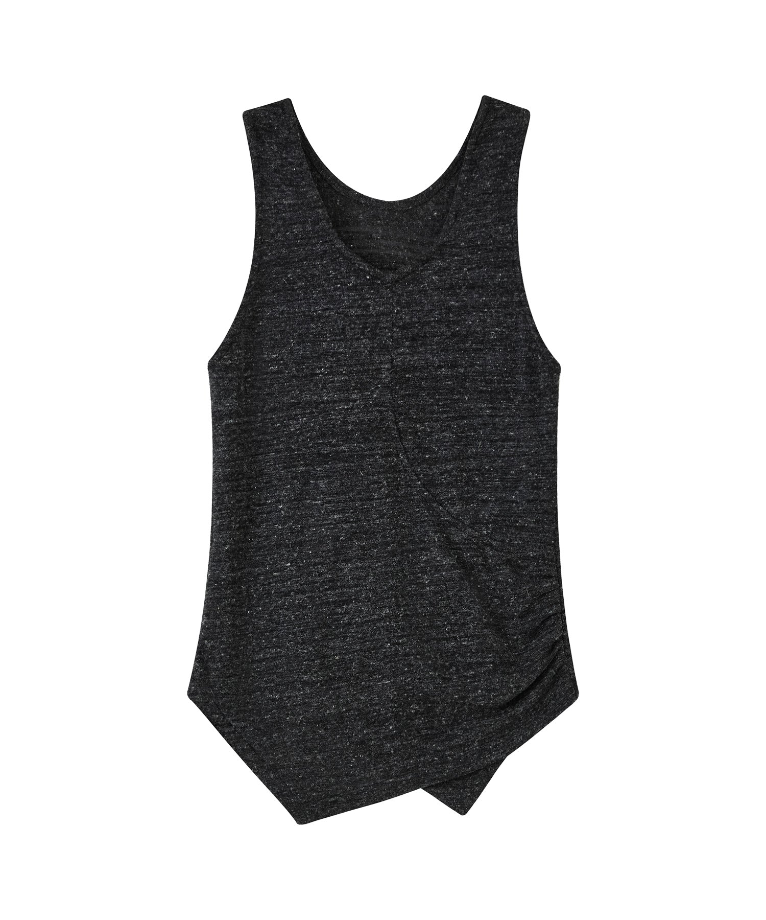 Asymmetric Gather Linen Blend Tank Top
