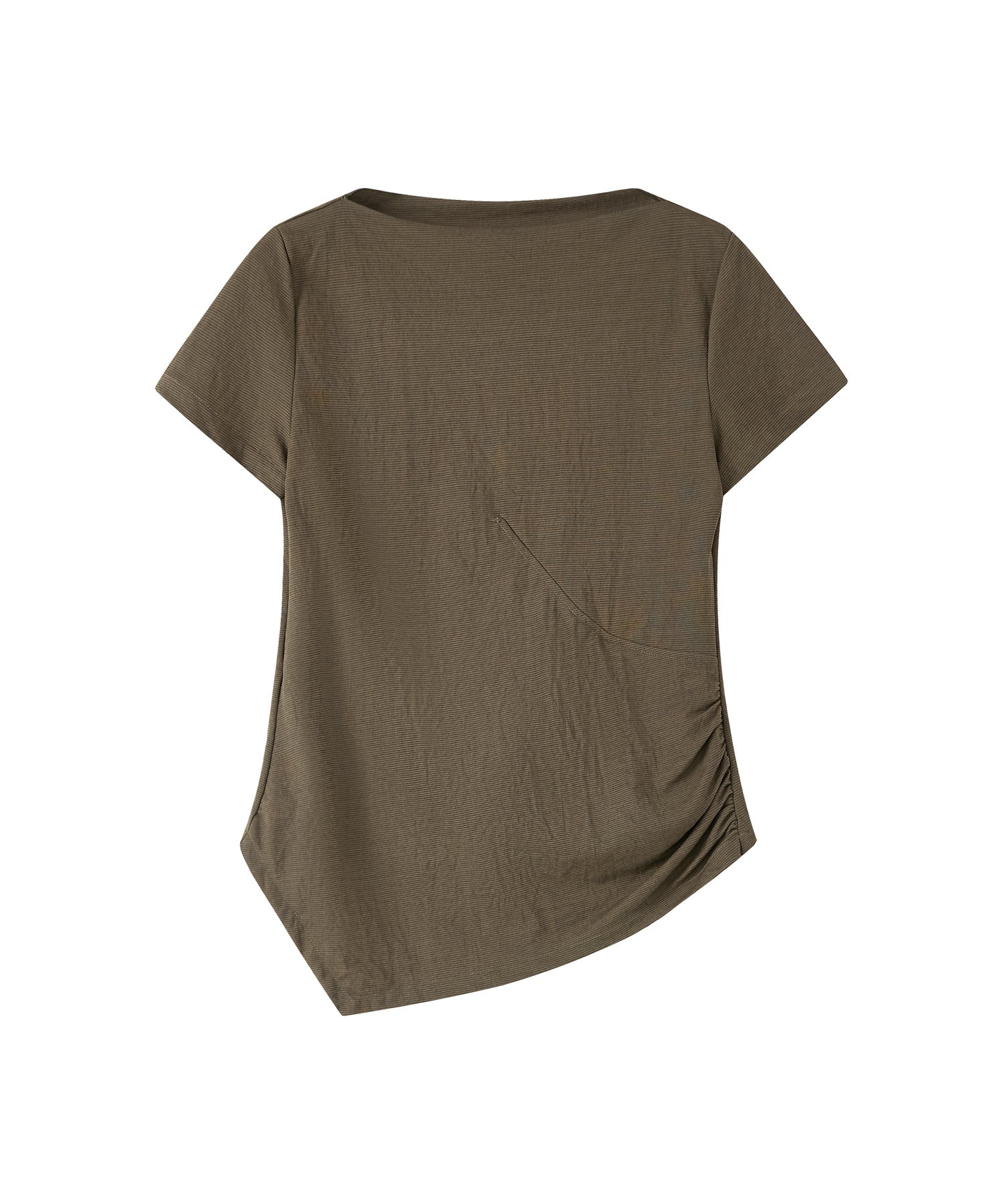 Asymmetric Gather Boat Neck Slim T-shirt