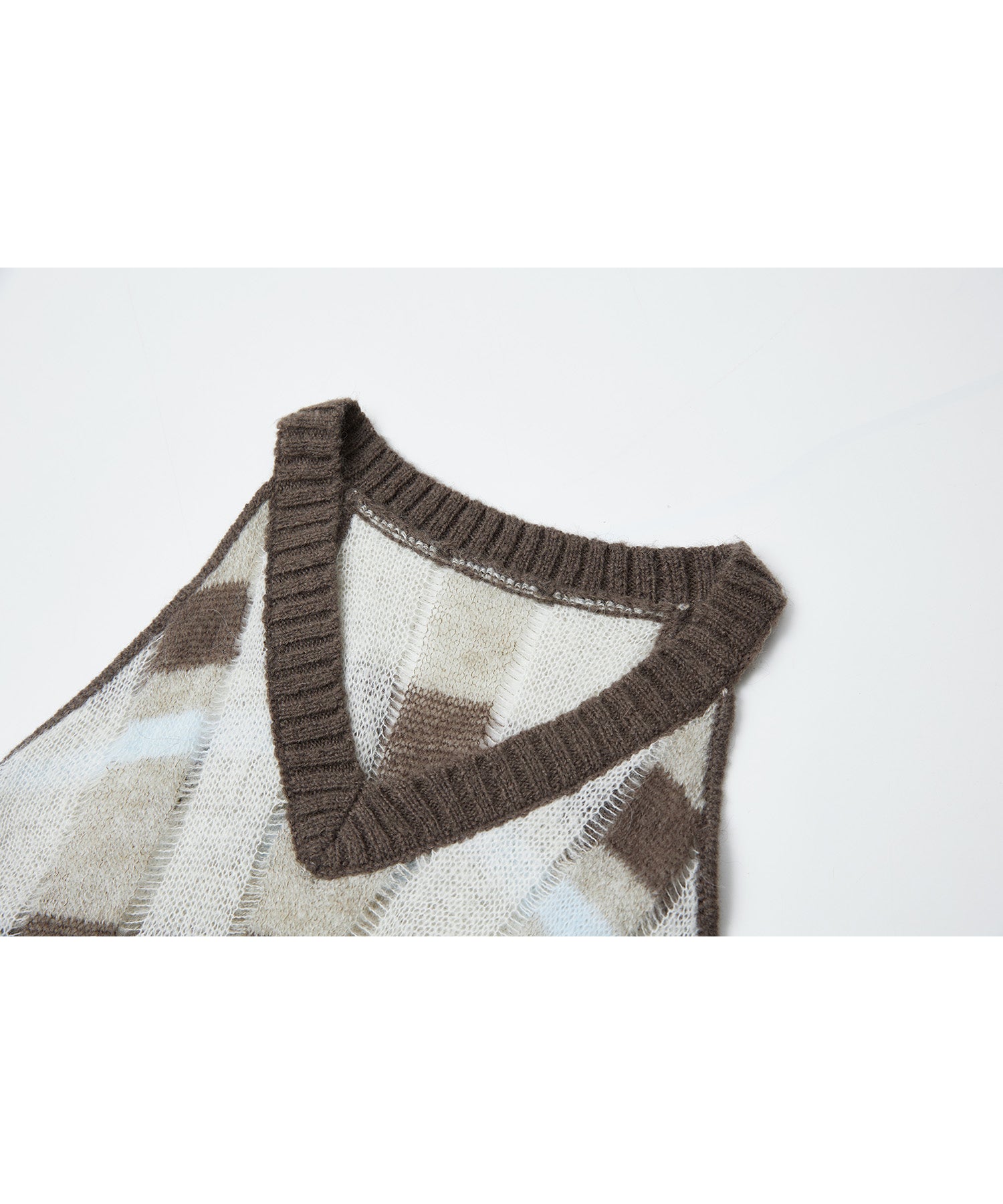 Check Jacquard V-Neck Knit Vest