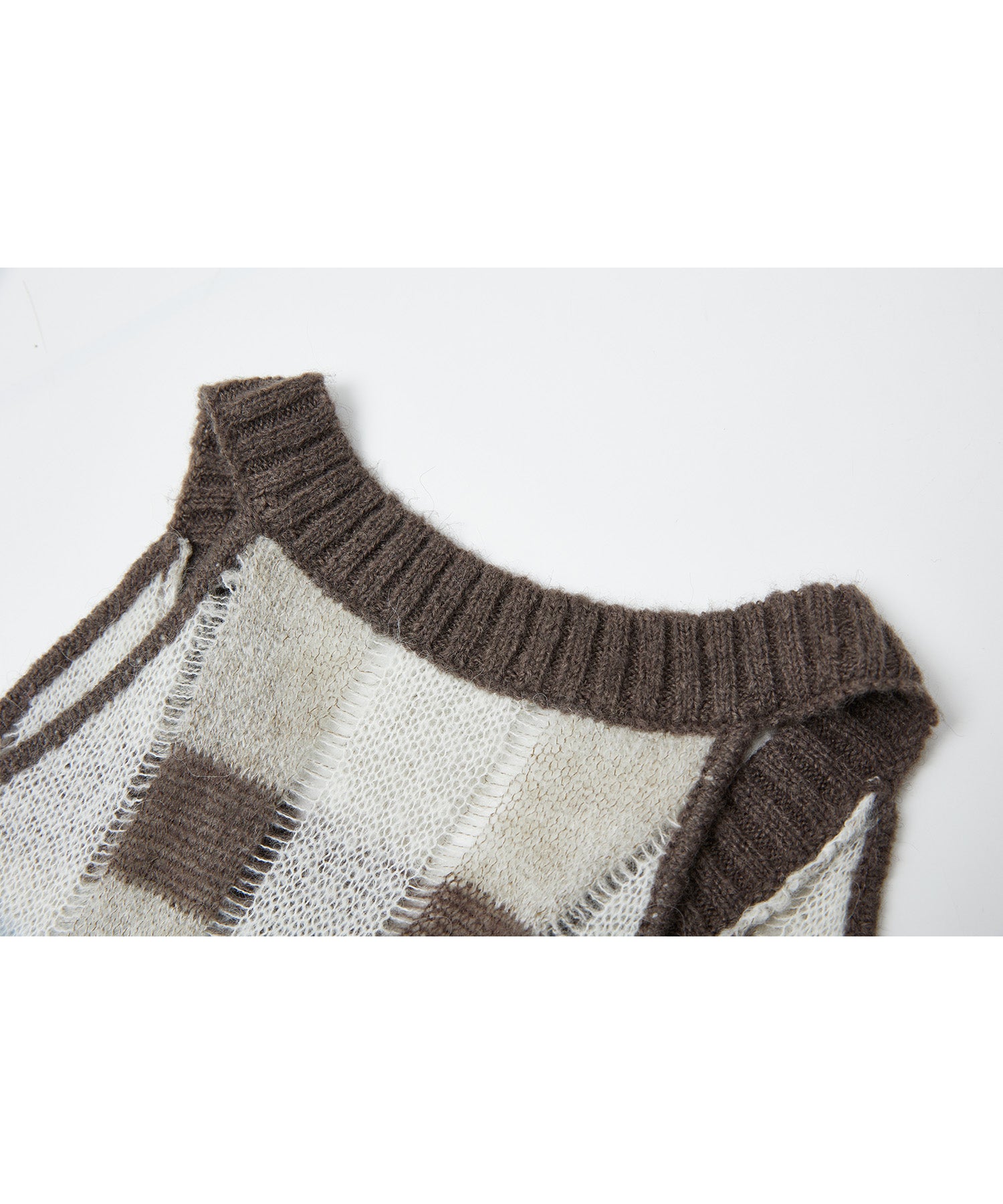 Check Jacquard V-Neck Knit Vest