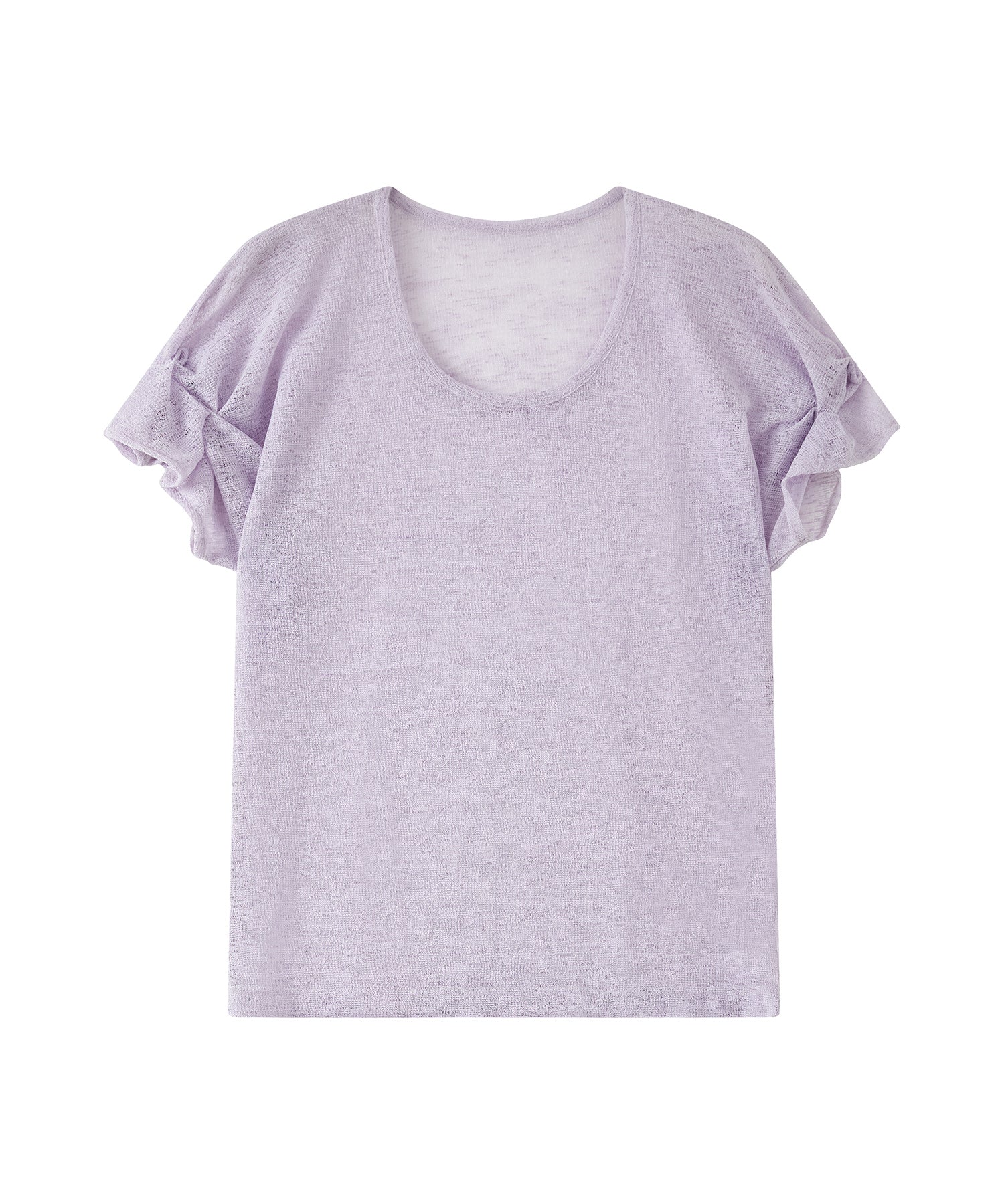 Sheer Gathered Sleeve T-Shirt