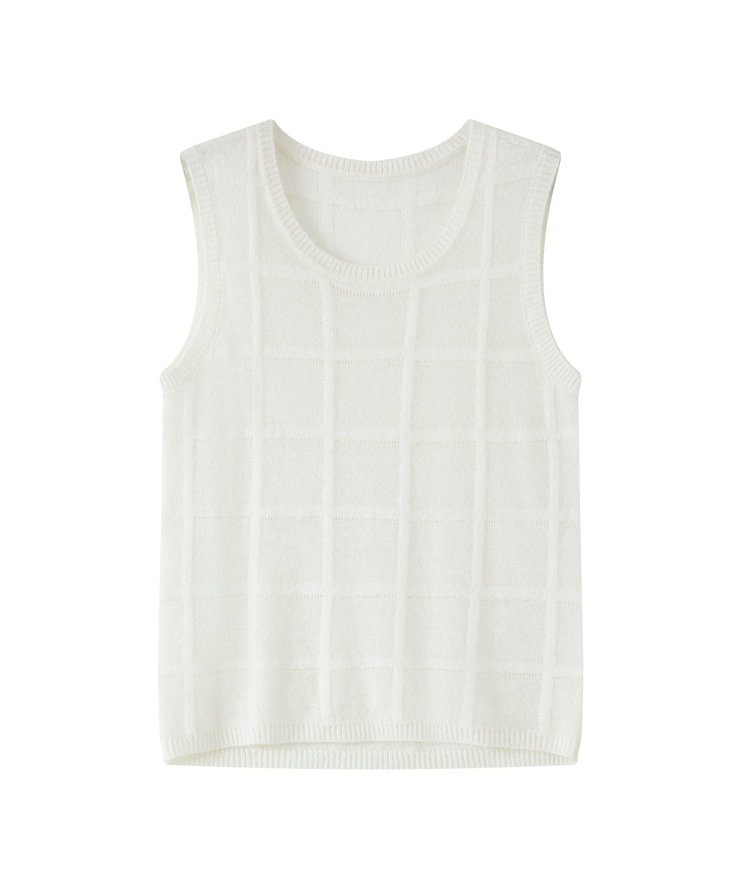 Sheer Check Knit Sleeveless Top
