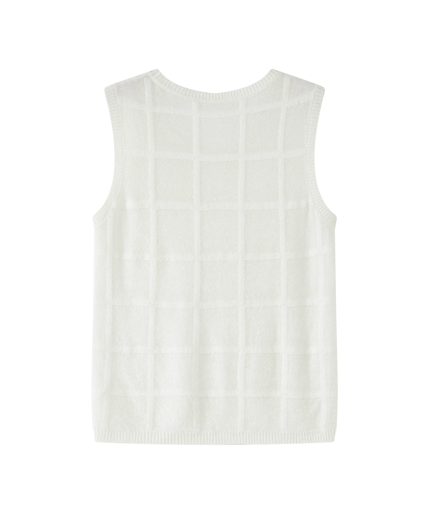 Sheer Check Knit Sleeveless Top