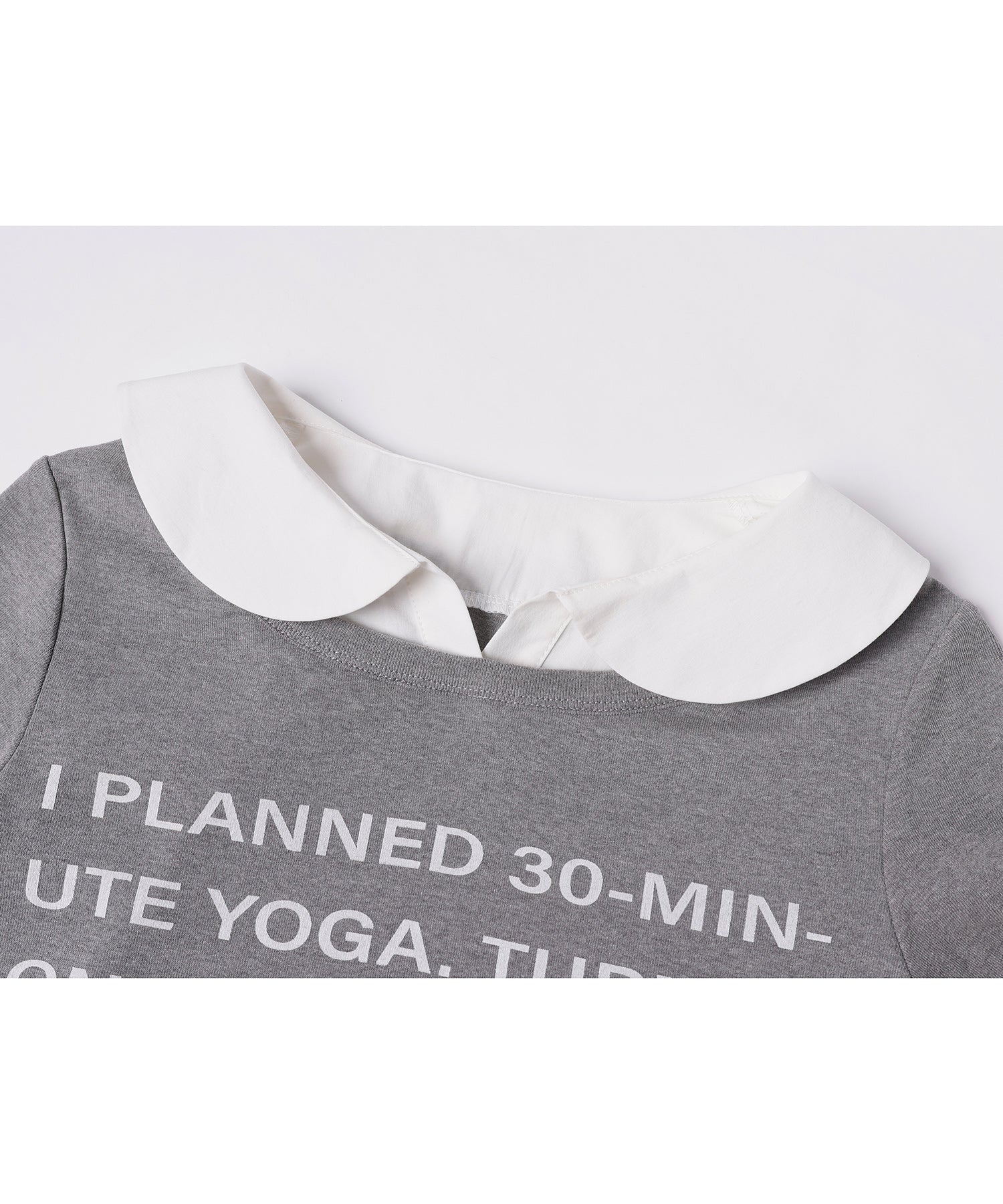 Layered-Look Shirt Collar Slogan Print Slim-Fit Base T-Shirt