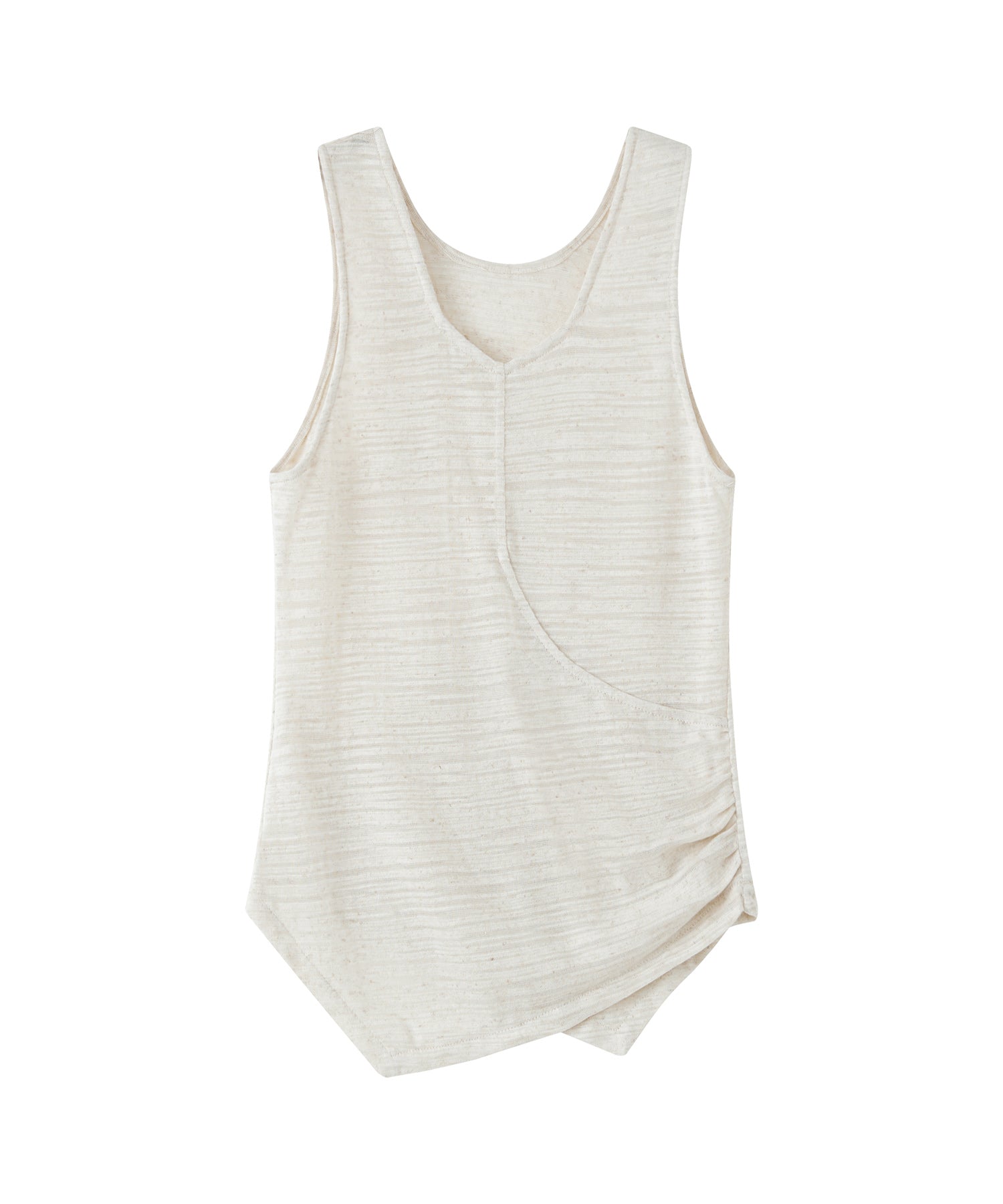 Asymmetric Gather Linen Blend Tank Top