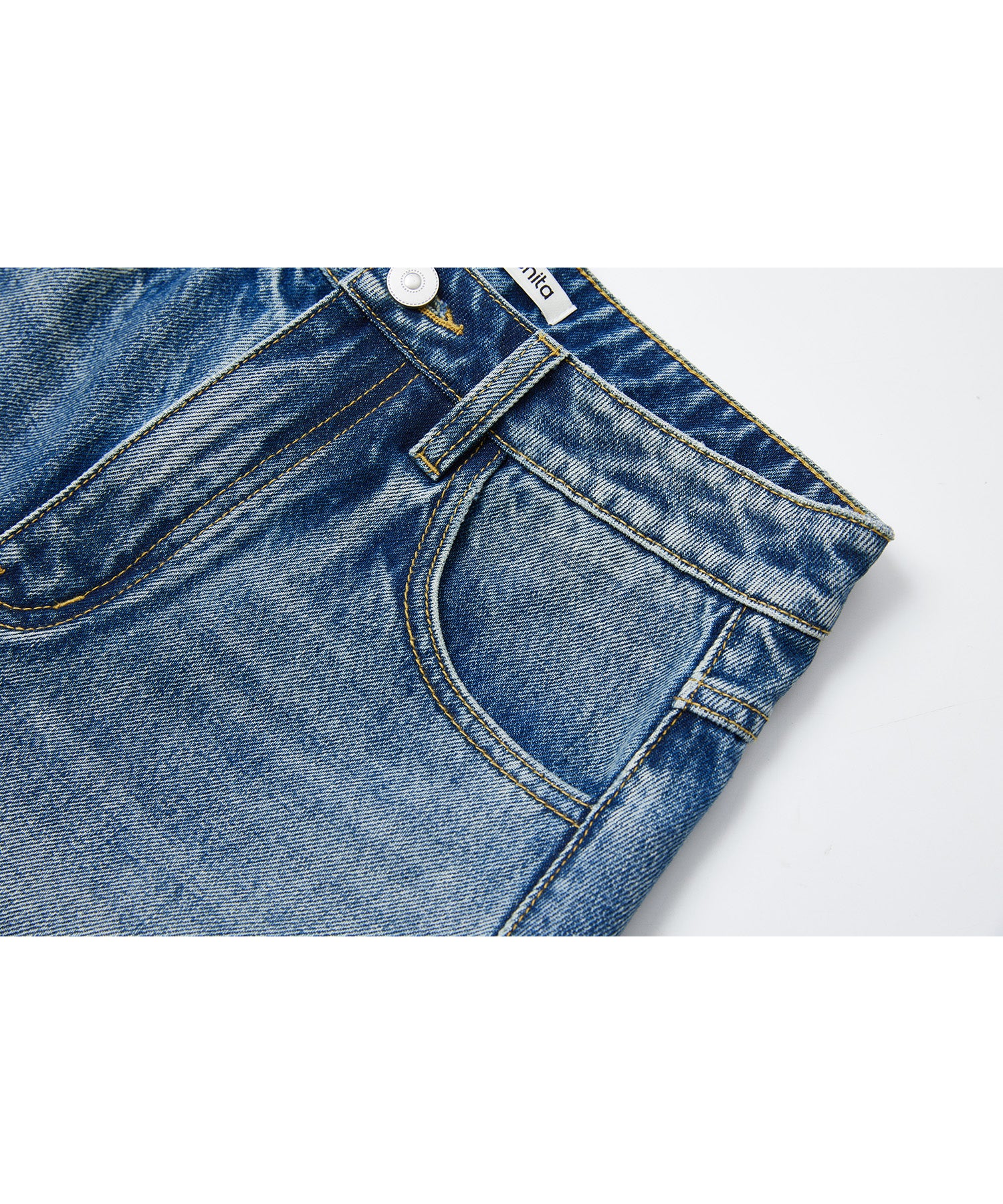 Mid-Wash Denim Bermuda Shorts