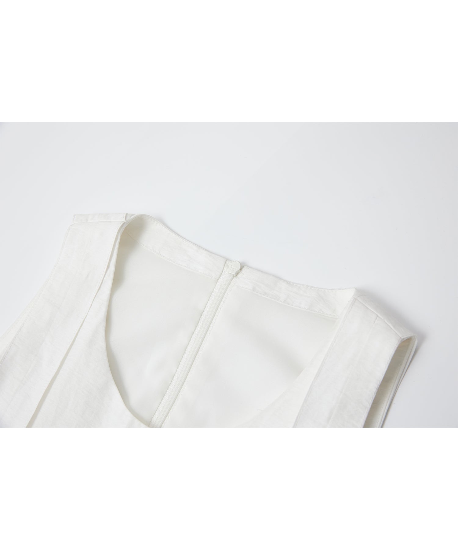 Volume Tuck White Dress