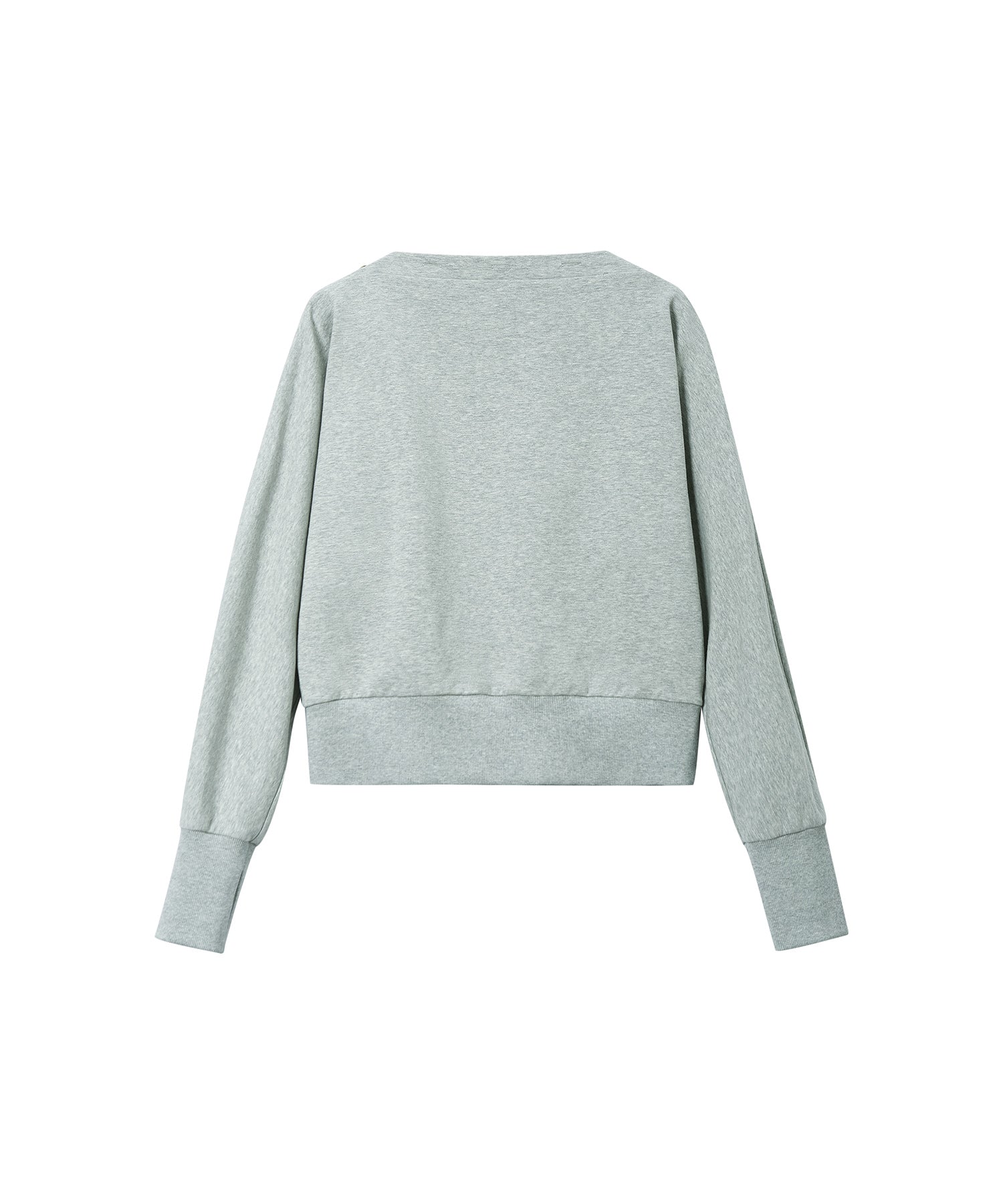 Adjustable Neck Shell Button Batwing Sleeve Lightweight Sweatshirt