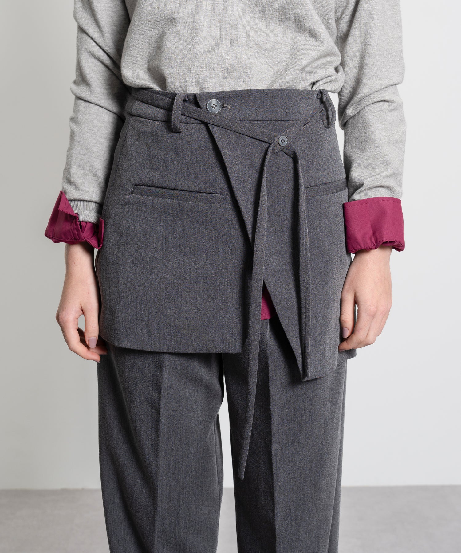 Mini Skirt with Center-Pleat Pants Set